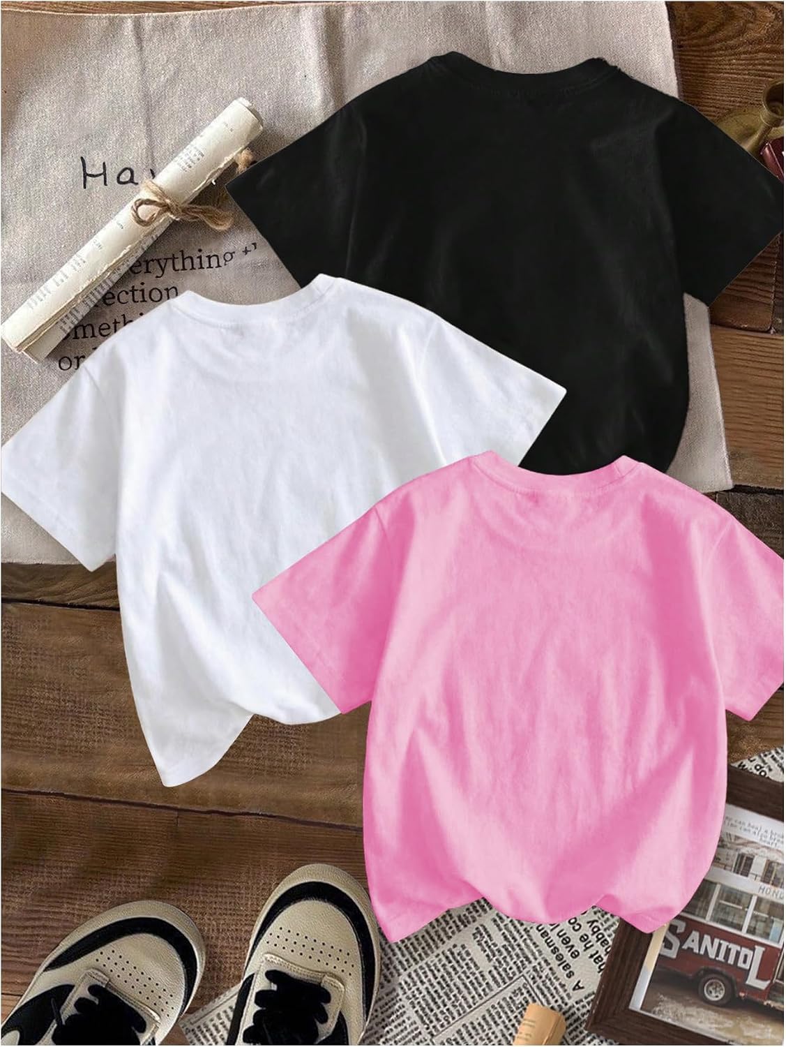 RoseSeek Girl's Shirts 3 Packs Graphic Tees Short Sleeve T Shirt image 2