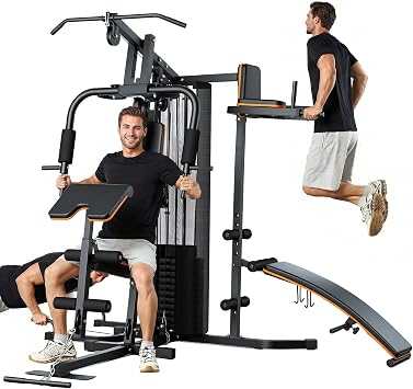 Home Gym with 118 LBS Weight Stack, Multifunctional Workout Station, All-in-One Exercise Equipment for Full Body Strength Training