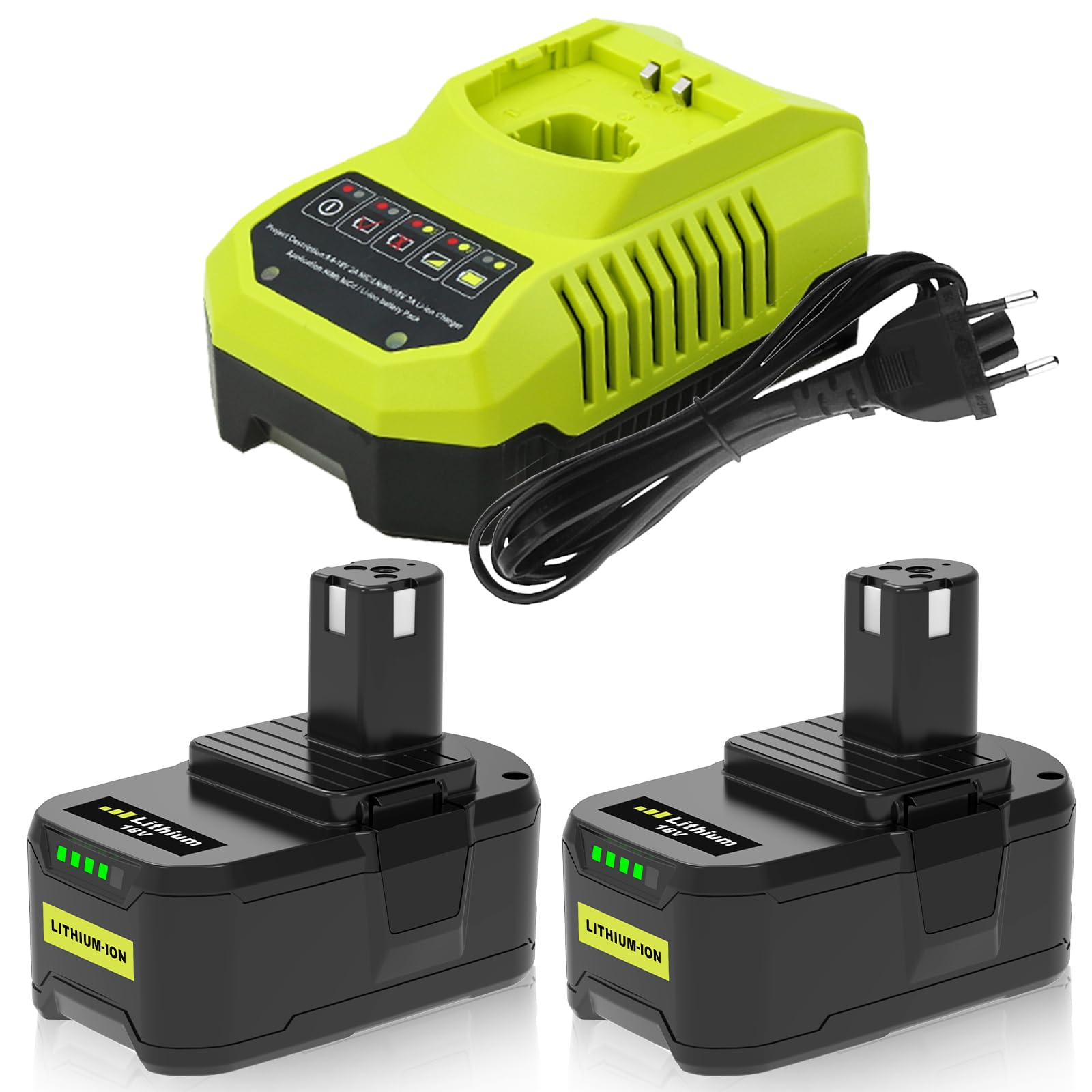 Ersatzakku für Akku 18V für P102 P103 P104 P105 P107 P108 P109 P190 kompatibel mit Ryobi 18V Akku Werkzeugen und Ladegeräten
