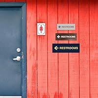 Vista 2 de Signs ByLITA Basic Restrooms Left Arrow Directional Wall or Door Sign (Brushed Silver) - Large (1 Pack)