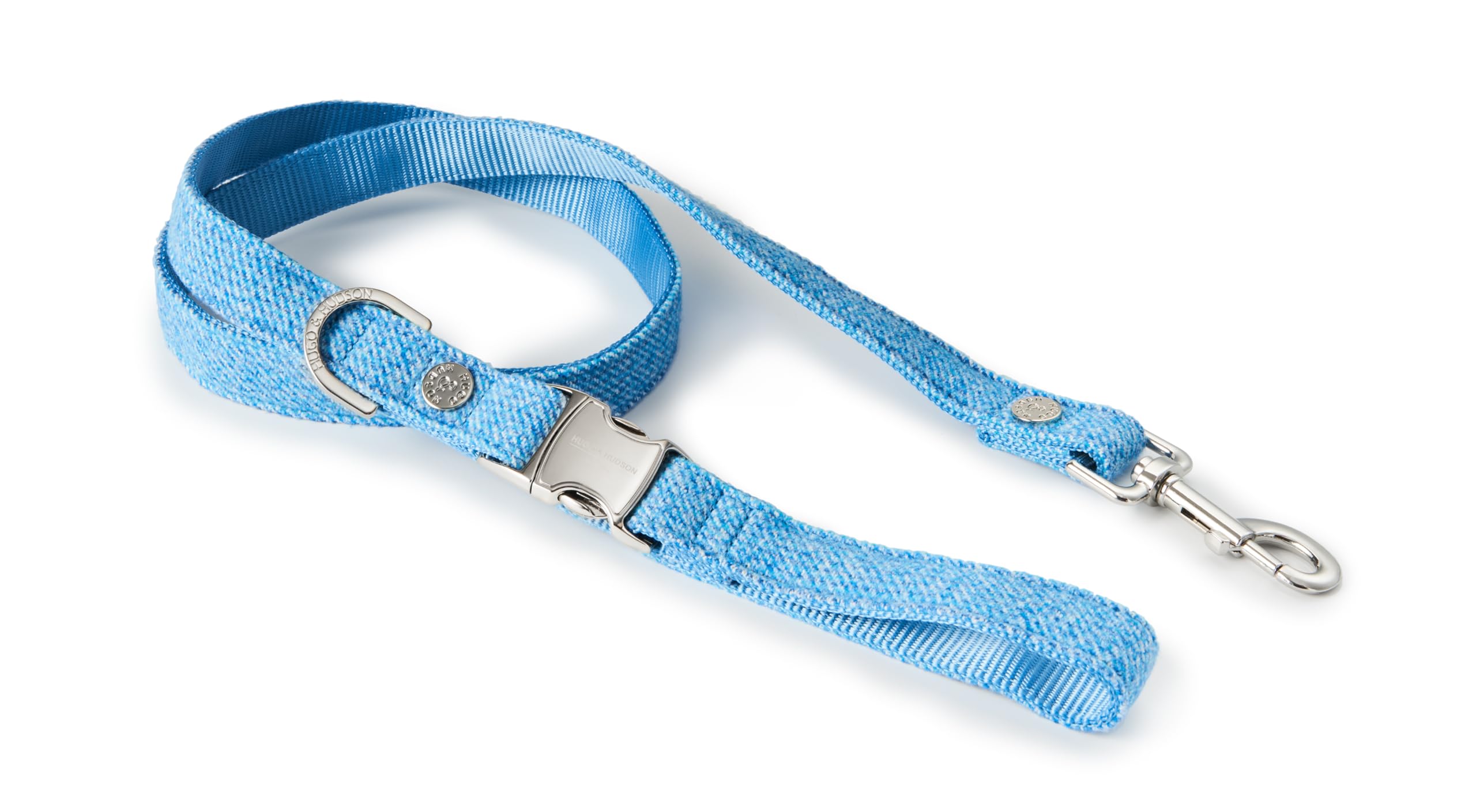 HUGO & HUDSON Tweed Dog Lead, Padded Handle Training Pet Leash, Blue, 1.2m Length x 2.5cm Width, M/L