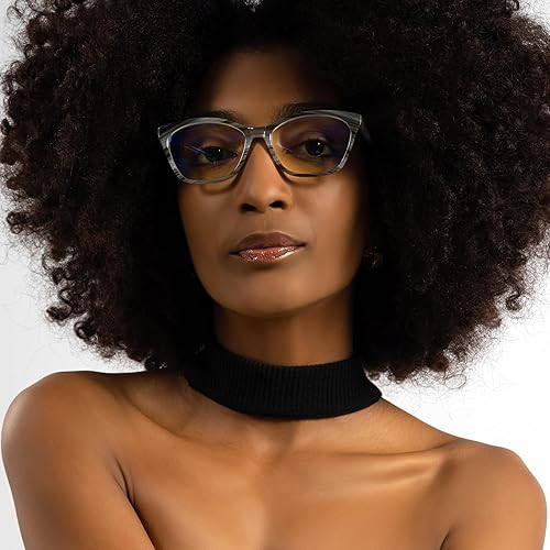 Miniatura 5 de 2SeeLife Lentes grises vívidos con diseño de ojo de gato para mujer con aspecto elegante, marcos de anteojos de lectura de gran tamaño para mujer,