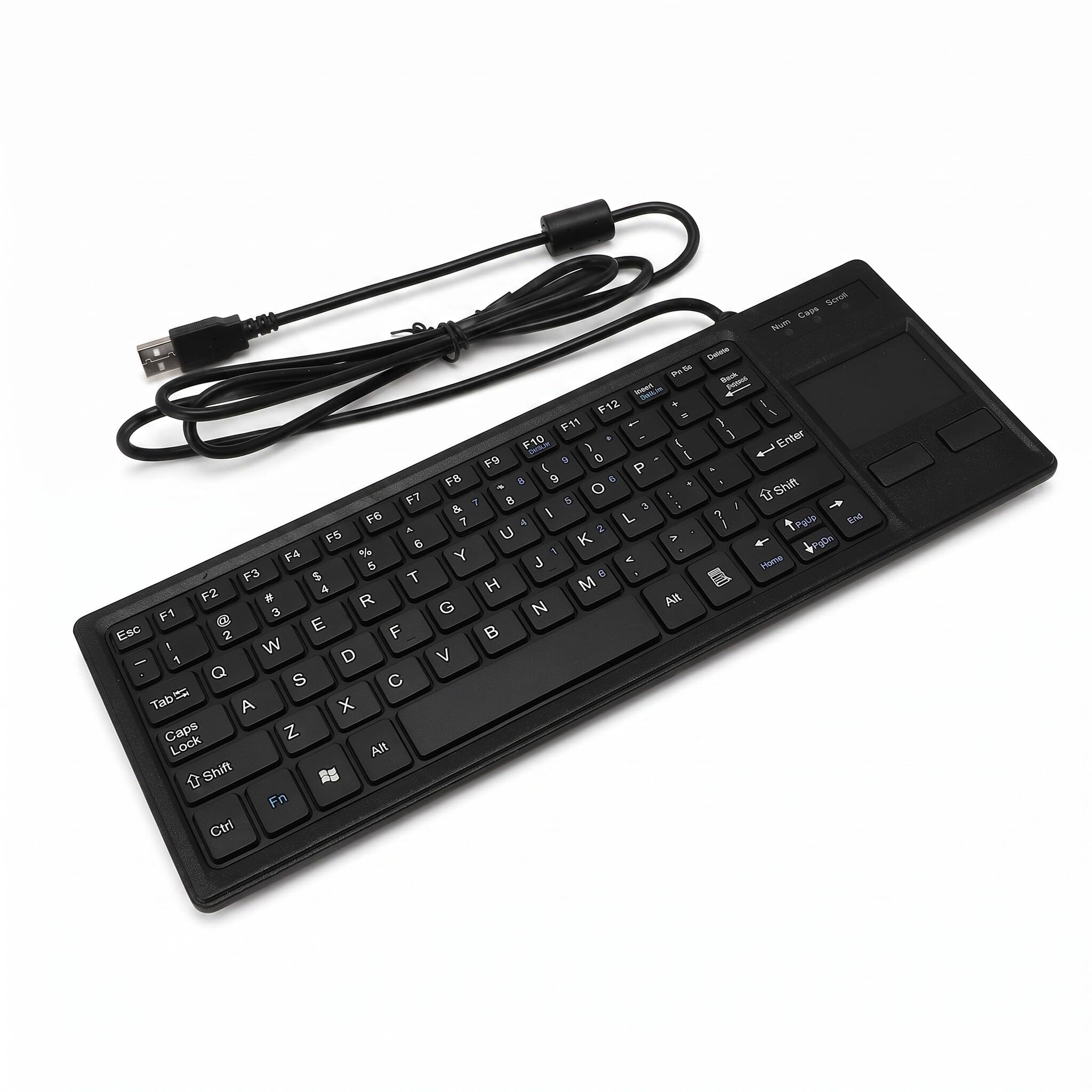 Bewinner Tastiera Meccanica USB Cablata, Tastiera Industriale con Touchpad e HUB USB, Resistente All'acqua IP68, Tastiera Ergonomica per PC Portatile