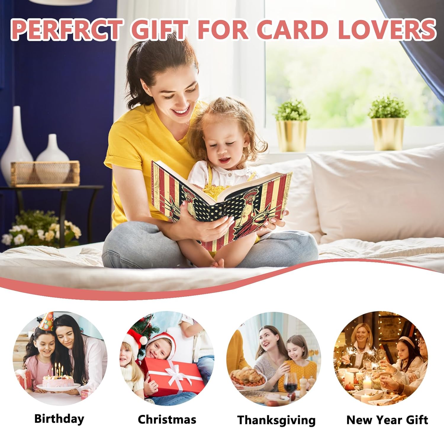 Trading Card Binder, 4 Pockets 400 Card Holder Collector Album with 50 Removable Sleeves, Portable Trading Collection Album for photocard kpop mtg/TCG Game Football Sports Cards, Statue Liberty