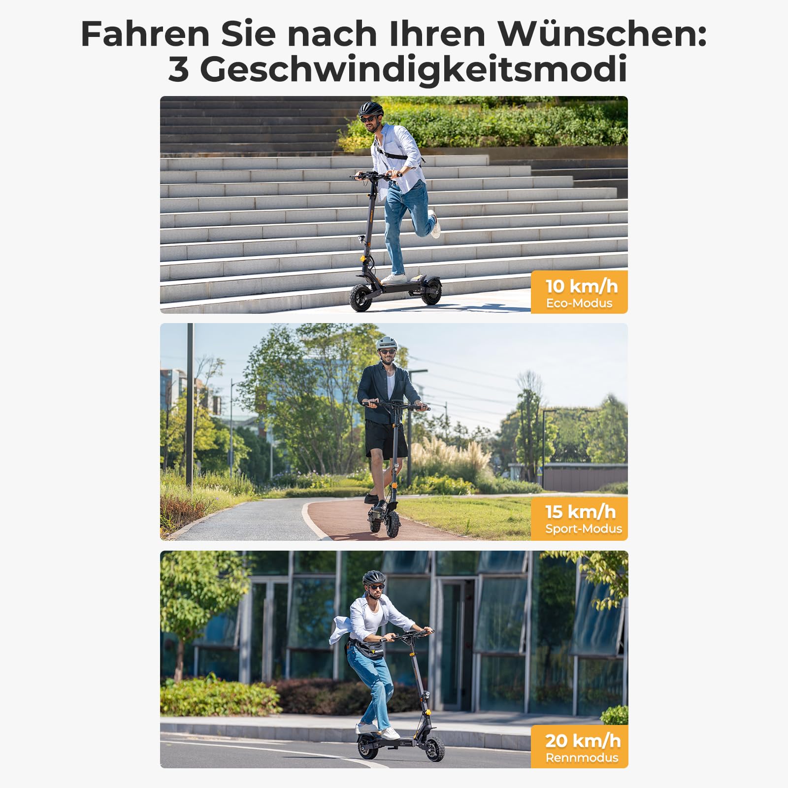 Ausom L1 E-Scooter mit Straßenzulassung (ABE), 70-90km Reichweite, 500W Motor, Max.20 km/h, Faltbarer Offroad Elektroroller für Erwachsene mit Duale Schwingarmdämpfer, Dual-Disc-Bremsen