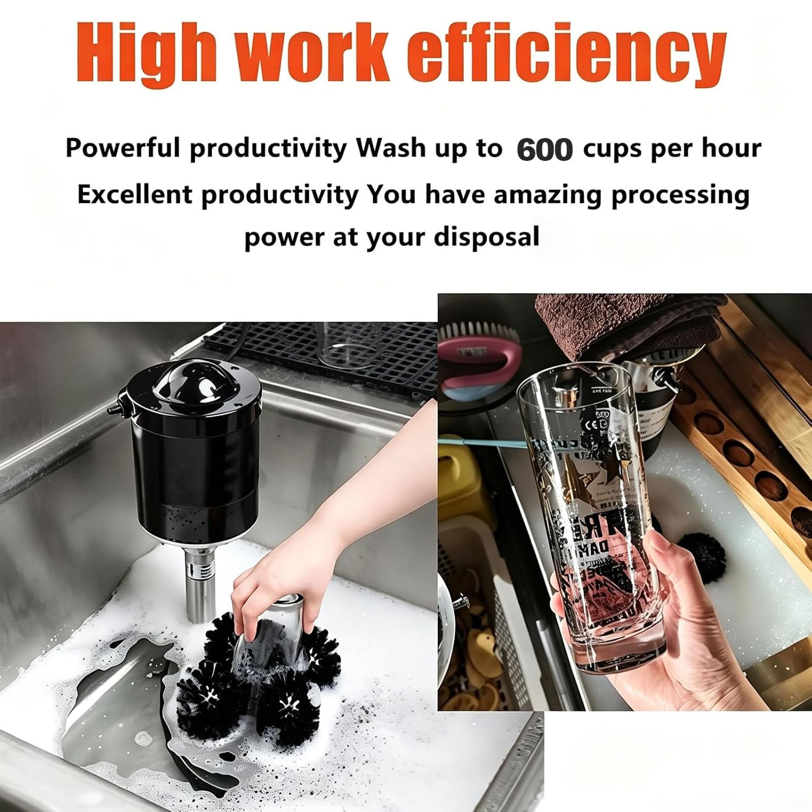 Lavabicchieri Elettrico, Lucidatrice Per Bicchieri Da Vino A 5 Spazzole, Capacità 600 Tazze/ora, Materiale In Acciaio Inossidabile, Impermeabile, Pulizia Efficiente, Ideale Per Bar, Ristoranti