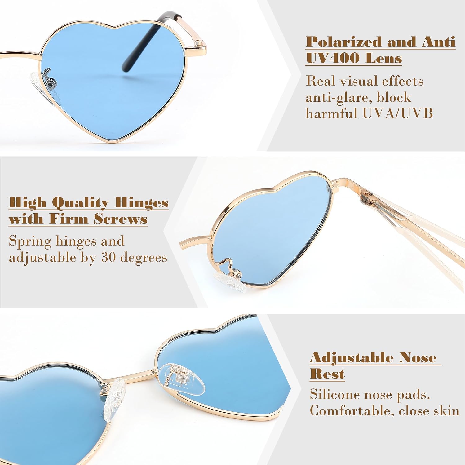 FEISEDY Polarized Heart Sunglasses for Women Men, UV400 Protection B2851