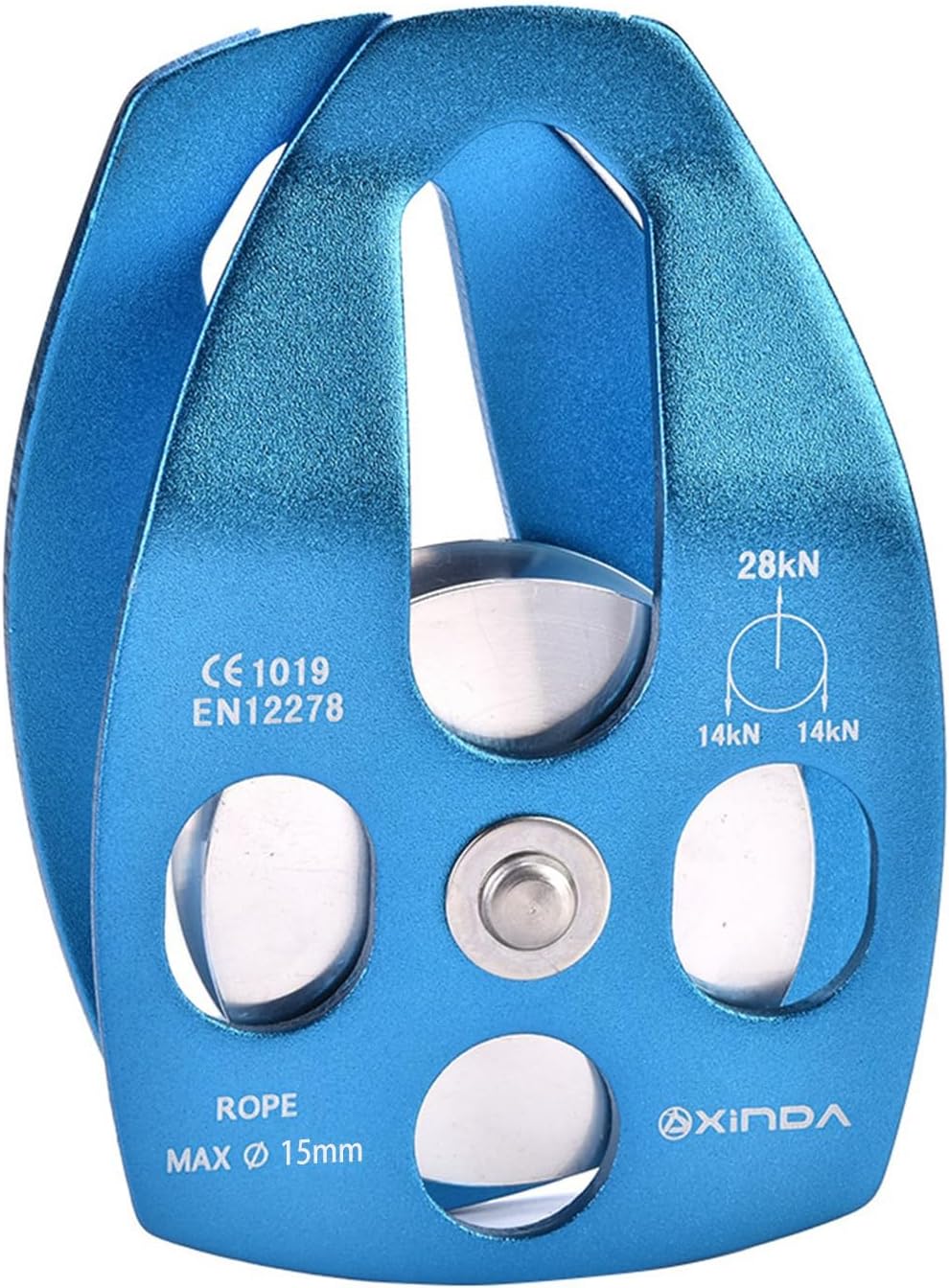 Alomejor Climbing Single Pulley 28KN Alloy Pulley with Swing Plate Heavy Duty Single Swivel Rope Pulley Fixed Tree Rock Climbing(Blue)