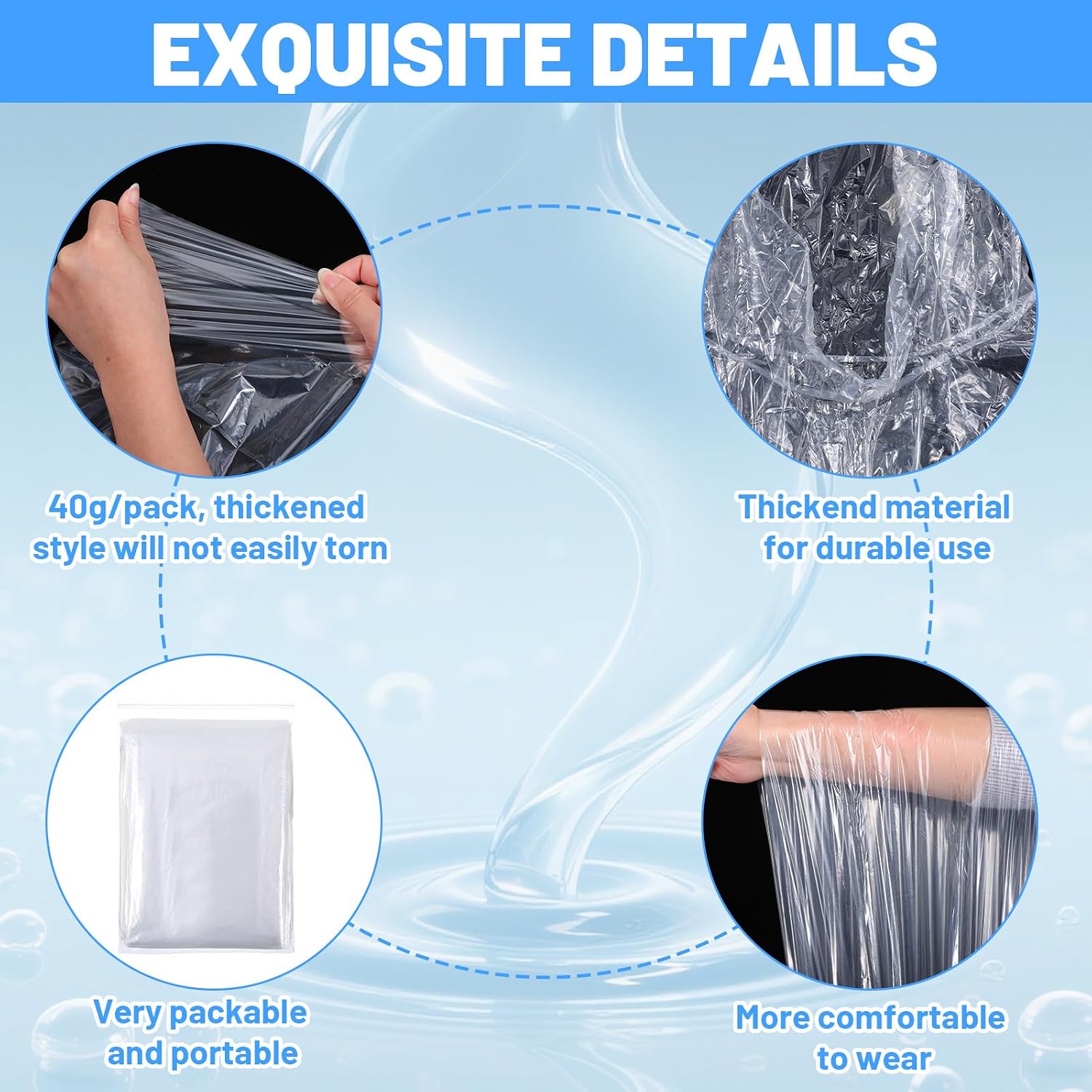 25 Pack Disposable Rain Ponchos for Adults Large Plastic Ponchos with Hood Bulk Emergency Raincoat for Adult Men Women Travelling Camping Outside