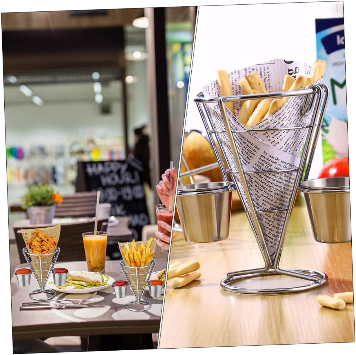 Zerodeko 3pcs Iron Mesh Potato Chip Rack Chip Organizer for Appetizer Serving Display Stand