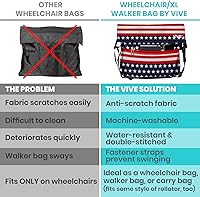 Vista 7 de Vive Bolsa XL para silla de ruedas, impermeable, resistente a los arañazos, doble costura, lavable a máquina, accesorio para adultos, personas
