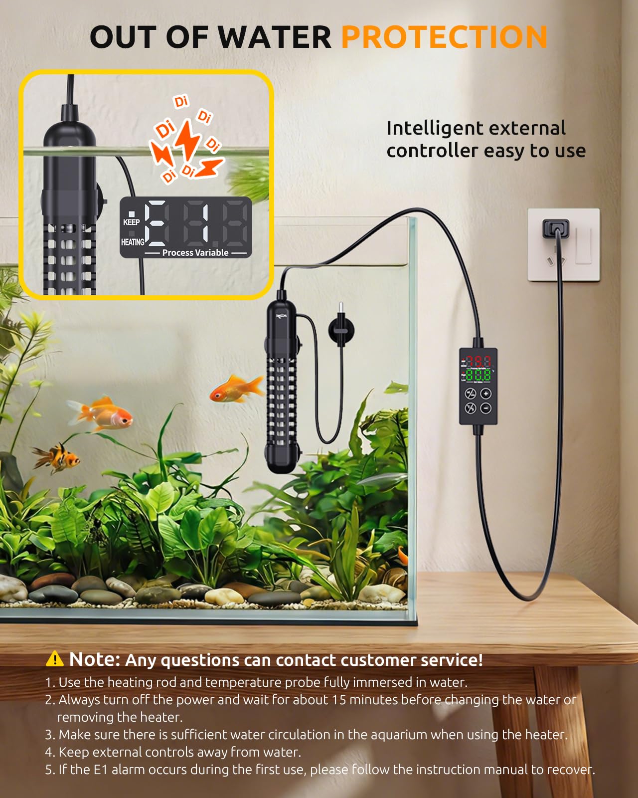SEAOURA Calentador de acuario pequeño, calentador de tanque de peces de 100 W para 10-20 galones, calentador sumergible de tortuga con pantalla digital, protección de seguridad ajustable, apagado
