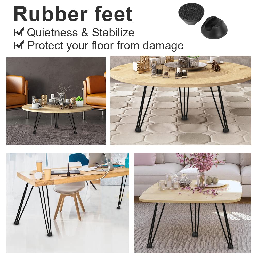Haarnadel Tischbeine 4er Set, Metall Schwarz mit 3-Stange Bein, Hairpin Leg für Schreibtisch, Kaffeetisch, mit Bodenschoner und Schrauben（72cm）