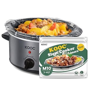 KOOC Slow Cooker Liners 11x17 10 count Middle Size Disposable Plastic Bags Pot Liners Cooking Bags Fit 3