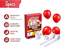 Vista 3 de XFasten Puntos de pegamento para globos transparentes, extraíbles, 2500 unidades (25 rollos), cinta adhesiva para arco de globos, puntos de cinta