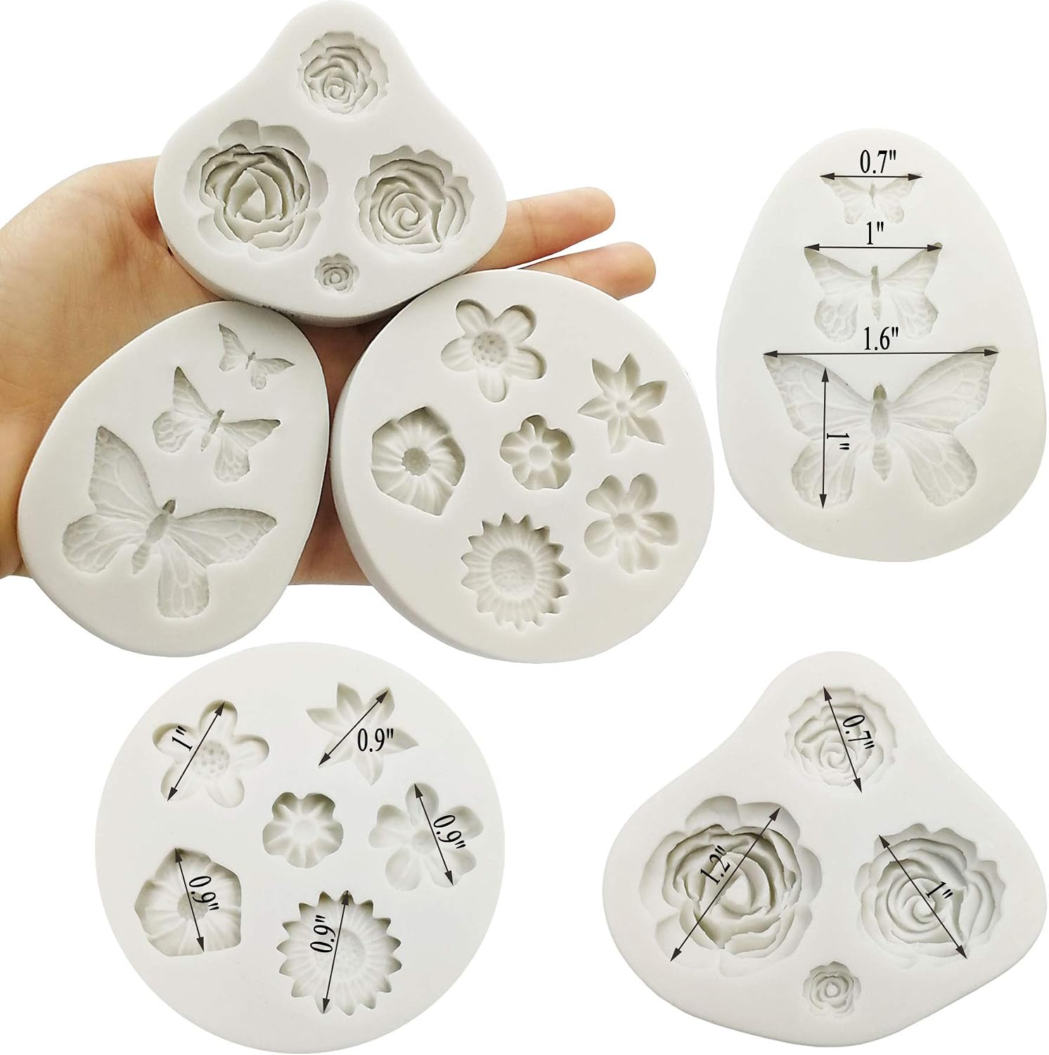 3 moldes para fondant, mini flores de mariposas, moldes de arcilla de ...