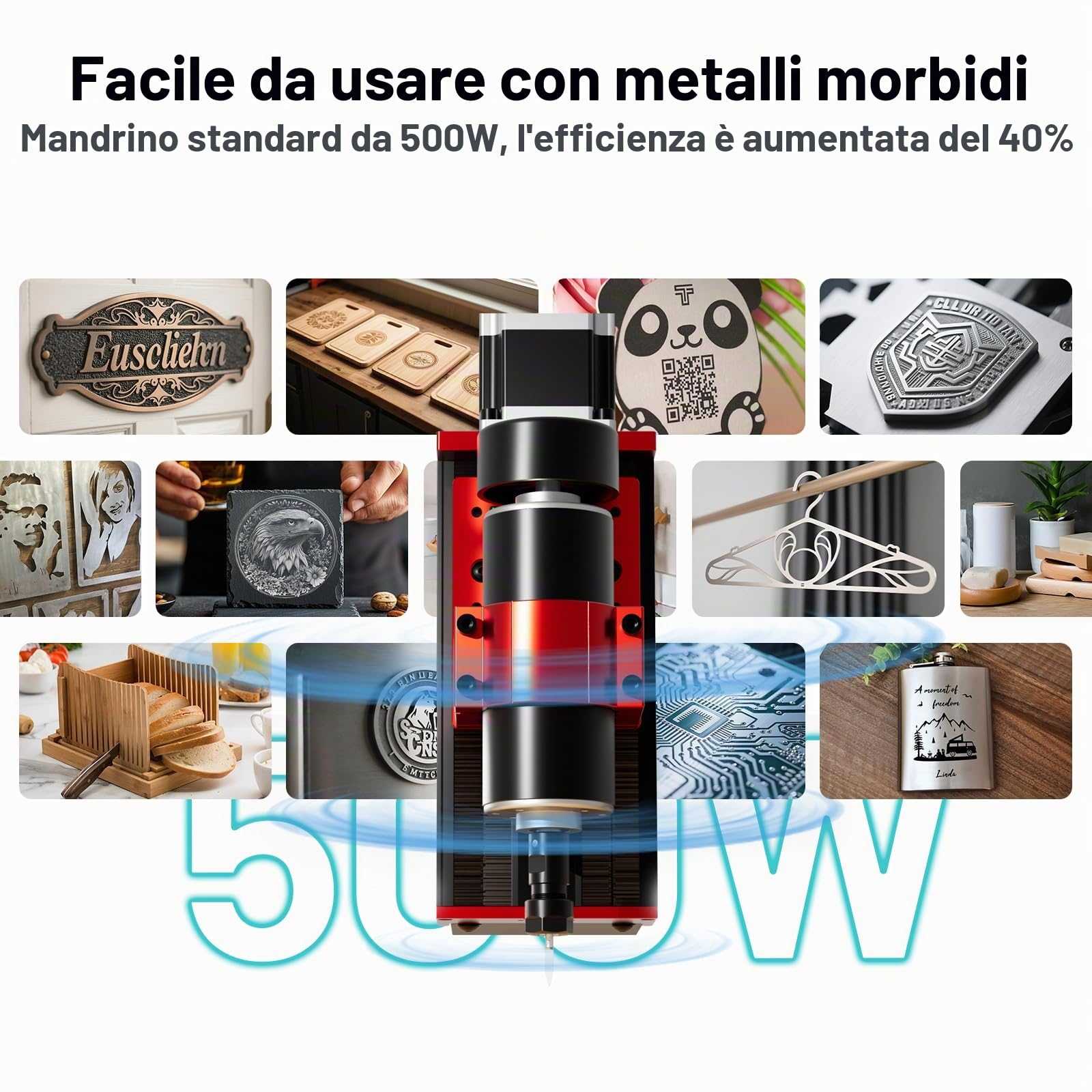 Twotrees TTC450 Ultra 500W La fresatrice CNC dispone di rulli rotanti a 4 assi, un aspirapolvere M1 per una migliore efficienza lavorativa, una macchina per incisione CNC touch screen integrata da 3,5