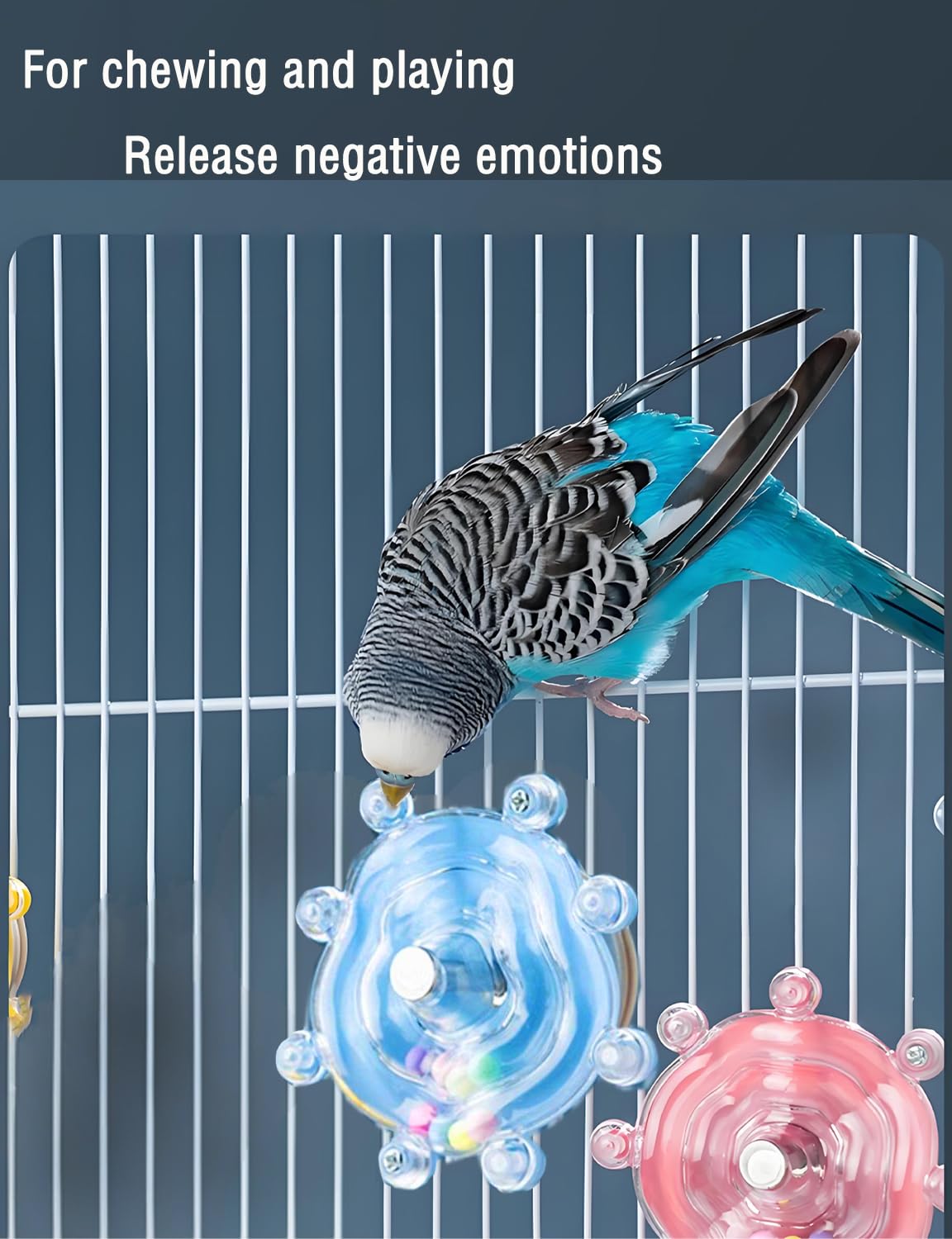 Juguetes para pájaros, 2 piezas de juguetes giratorios Conure para periquitos, juguetes giratorios para loros, juguetes de sonajero, accesorios para jaula de pájaros pequeños a medianos