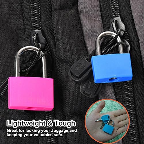 Miniatura 5 de 16 cerraduras de maleta con llaves, candados pequeños de metal con llave, candados de metal con cerradura multicolor, mini candado con llave para