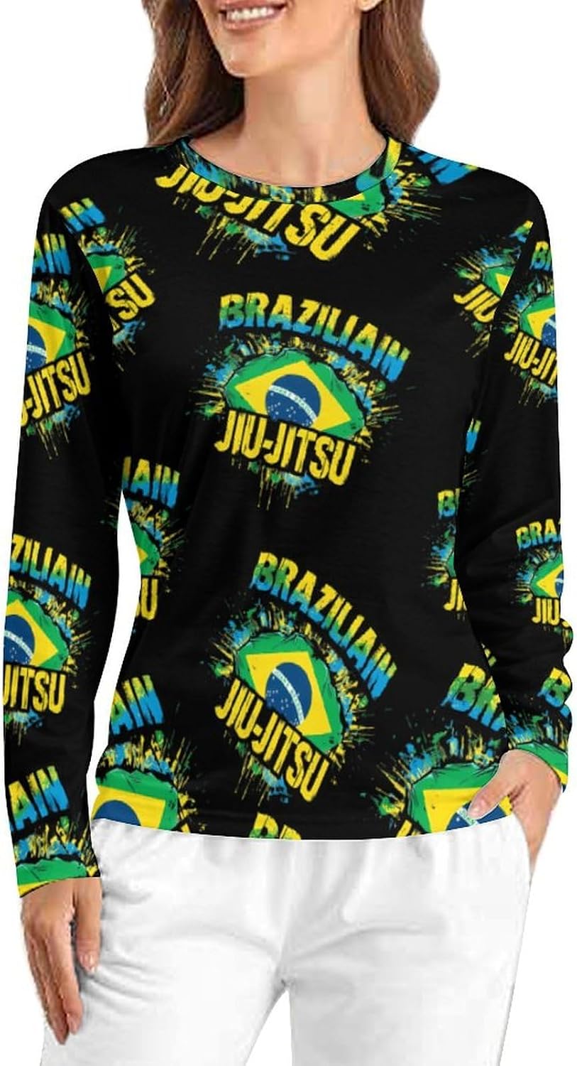 Brazilian Jiu-Jitsu Women's Pajama Top Sleepwear Pajamas Sleep T-Shirt Long Sleeve Shirt Crewneck Tee
