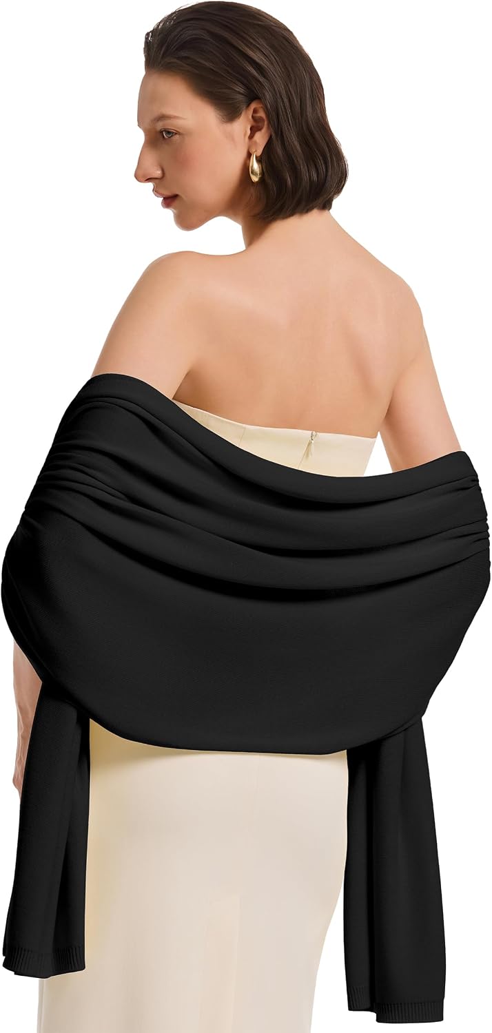 PULI Women's Pashmina Shawl Wrap Evening Wedding Bridal Dress Large Scarf