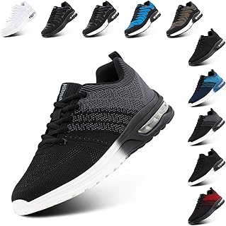Turnschuhe Herren Damen Sneaker Laufschuhe Air Luftpolster Sportschuhe Joggingschuhe Running Sport Schuhe Leicht Atmungsaktiv Fitness Outdoor Schwarz EU 36-48