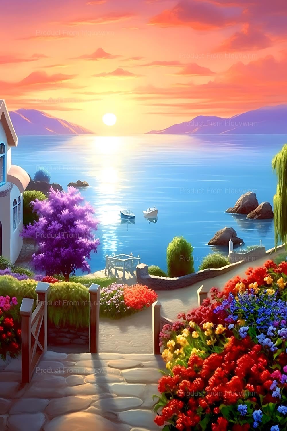 Amazon.com: hfquvwnm Village at Sunset Diamond Painting Kits