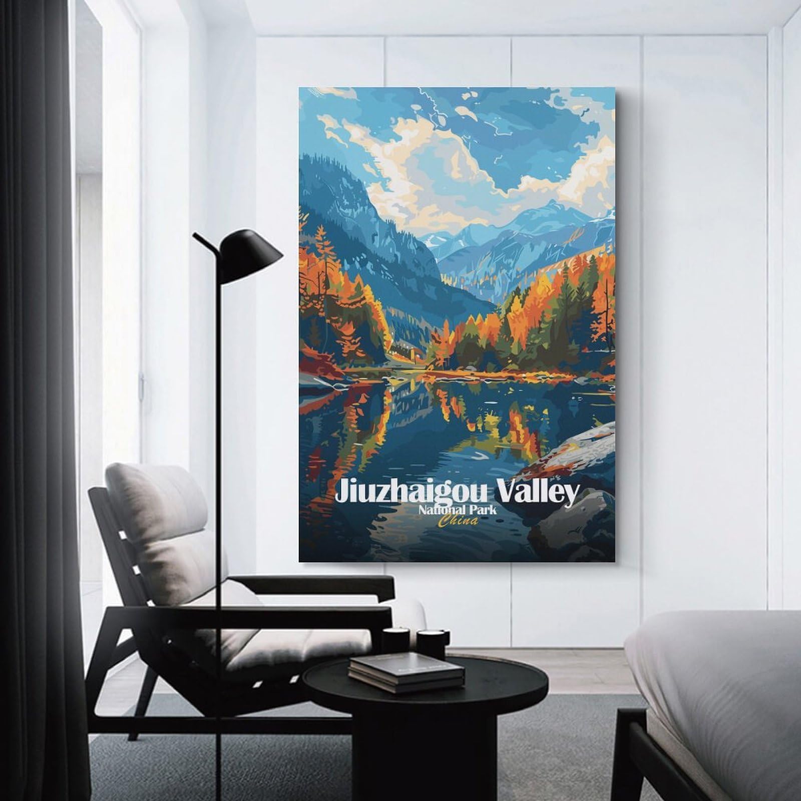 Junmoney Jiuzhaigou Valley National Park China Hanging Wall Art 24x36inch(60x90cm), for New Homes, Bedrooms Or Workspaces, Thoughtful Wall Decor for Art Lovers