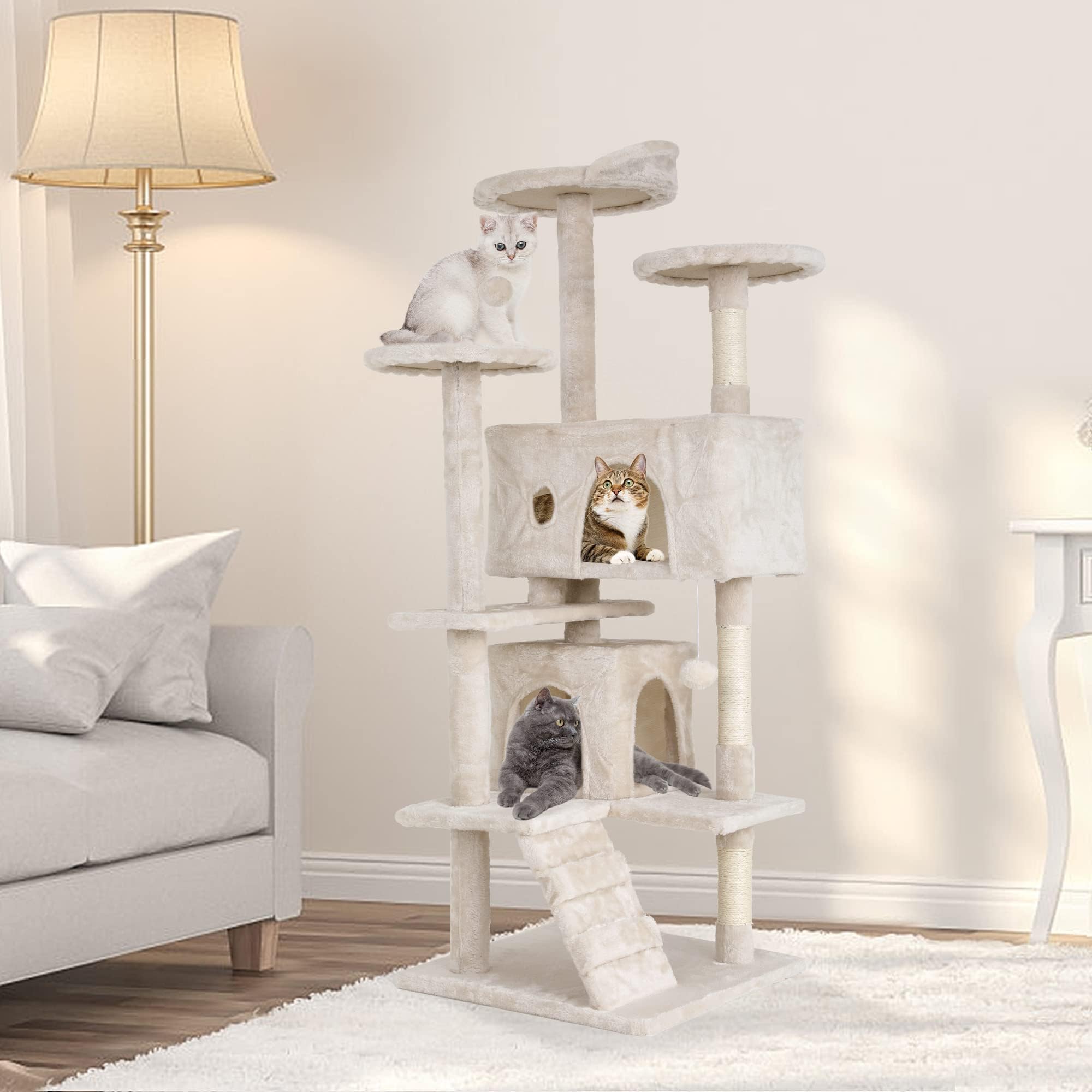 54 Inches Cat Tree for Indoor Cats, MultiLevel Cat Tree