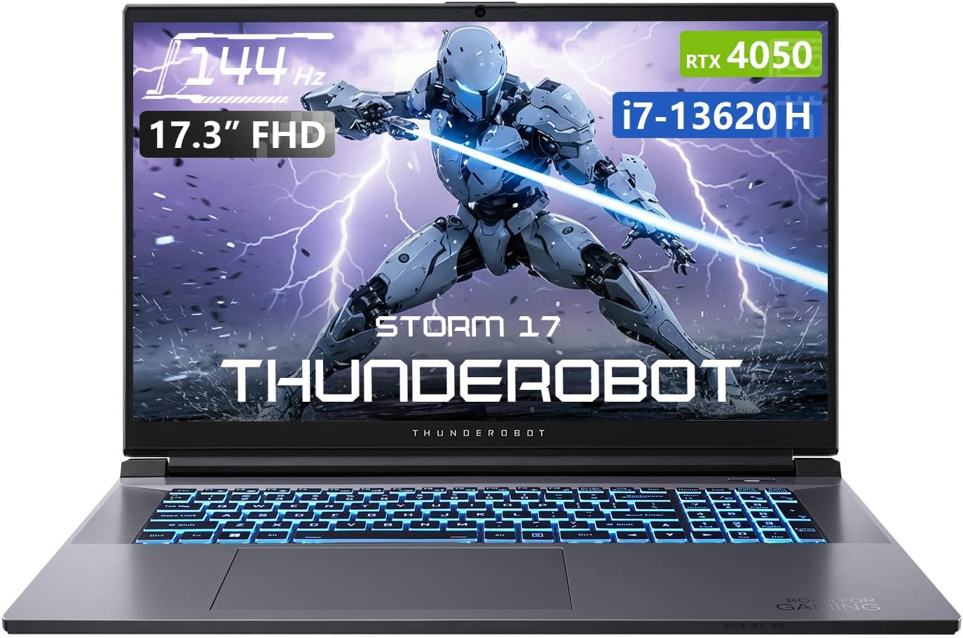 Thunderobot Storm 17 Gaming Laptop, 17.3" FHD 144Hz Display, Core i7-13620H, GeForce RTX 4050, 16GB DDR5 RAM, 1TB SSD, RGB Backlit Keyboard, HDMI, Wi-Fi, Win 11 Home