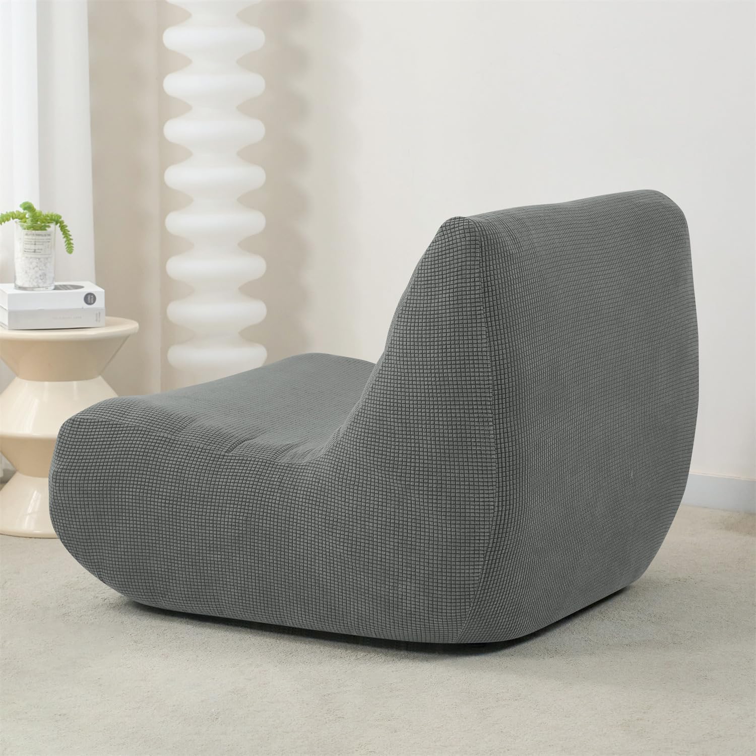 Mateju Copridivano Senza Braccioli Elasticizzato, Jacquard Pigro Copridivano Fodera per Sedia 1 Posti | Antiscivolo Sofa Protettore per Soggiorno Sedia Hotel Salotto -Grigio Scuro