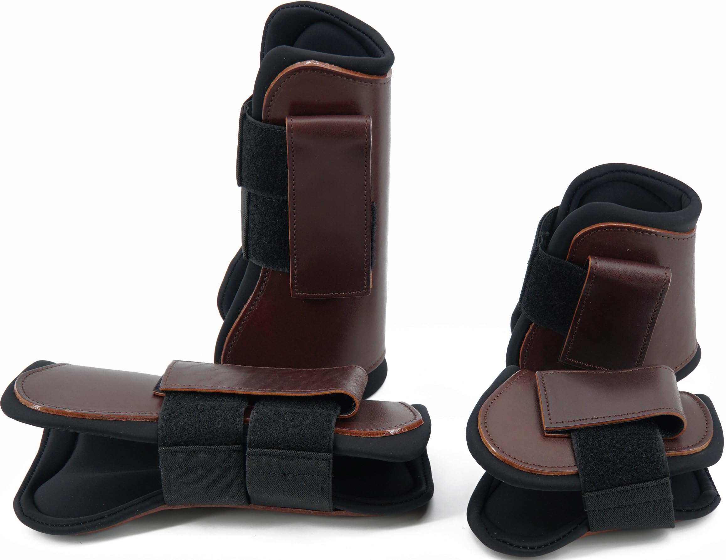 QMYBROW Horse Tendon Brushing Boots Open Front & Fetlock Boot, Coffee, Cob (Medium) - Image 3