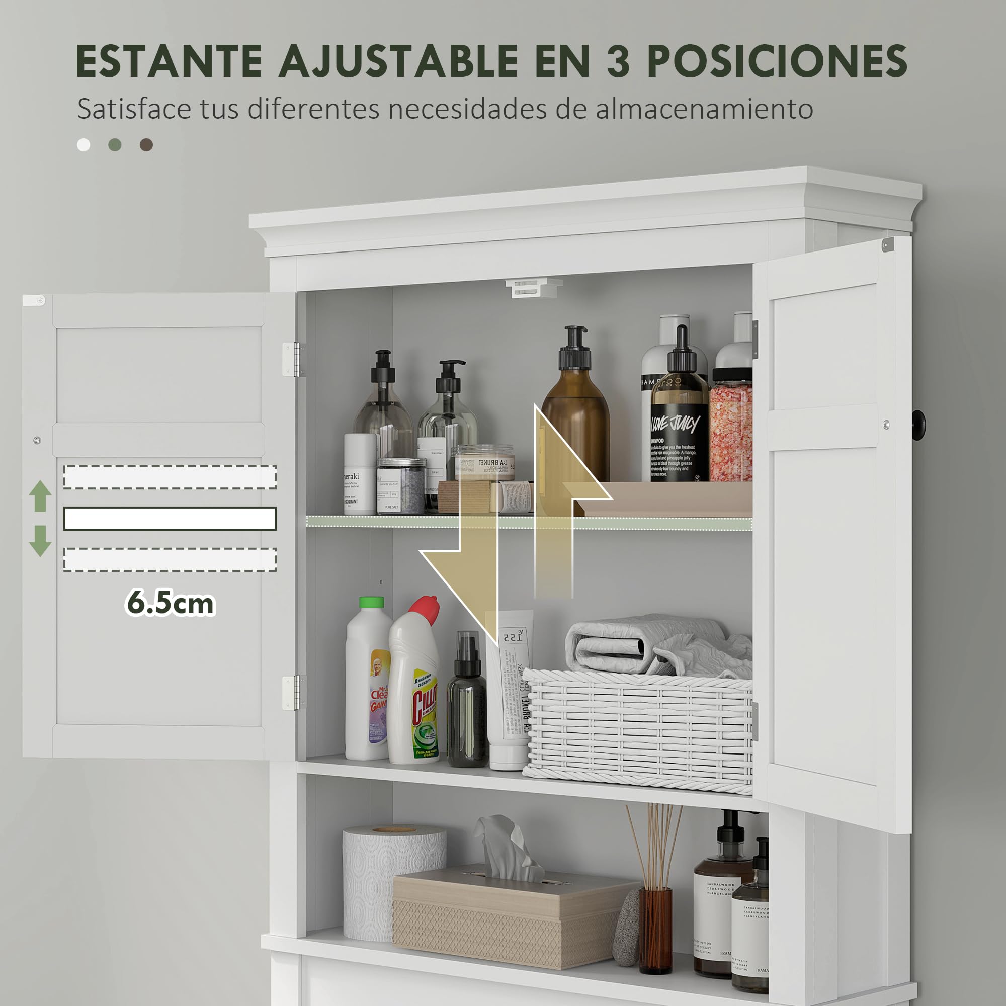 HOMCOM Mueble sobre Inodoro Armario para Lavadora 70x20x175 cm Blanco