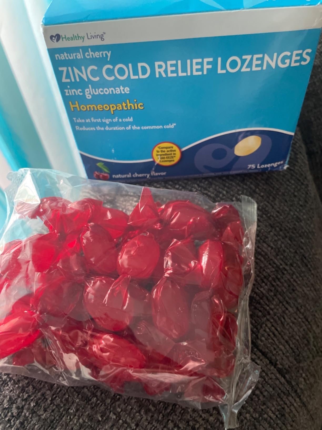 Healthy Living Cherry Zinc Lozenges, Homeopathic Cold