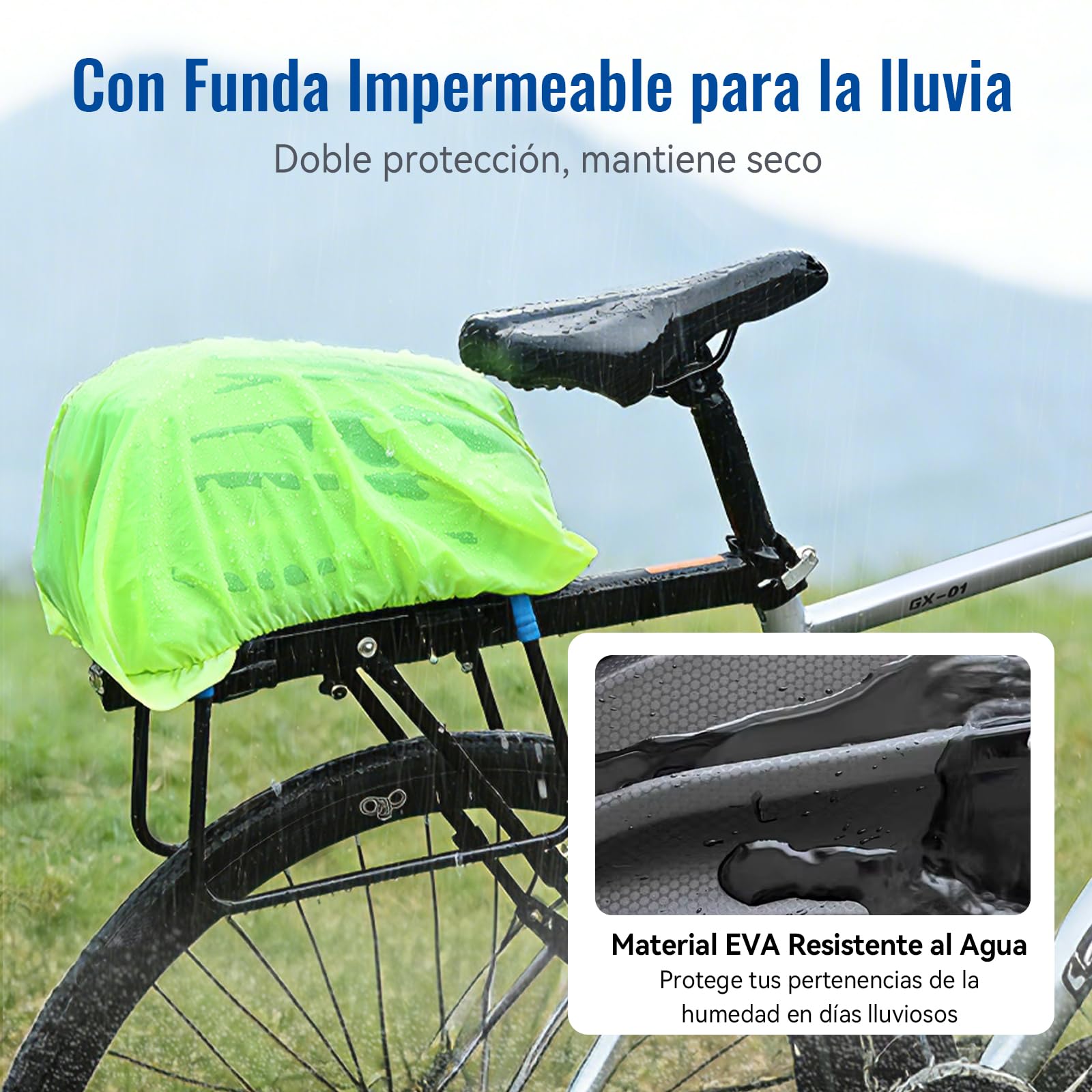 WILDKEN 12L Bolsa Bicicleta para Portaequipajes, EVA Reflectantes Alforjas Bicicleta Impermeable, con Asa y Correa Negro Bolsa para Bicicletas, Bolsa Trasera Bicicletas para Bicicletas MTB Carretera