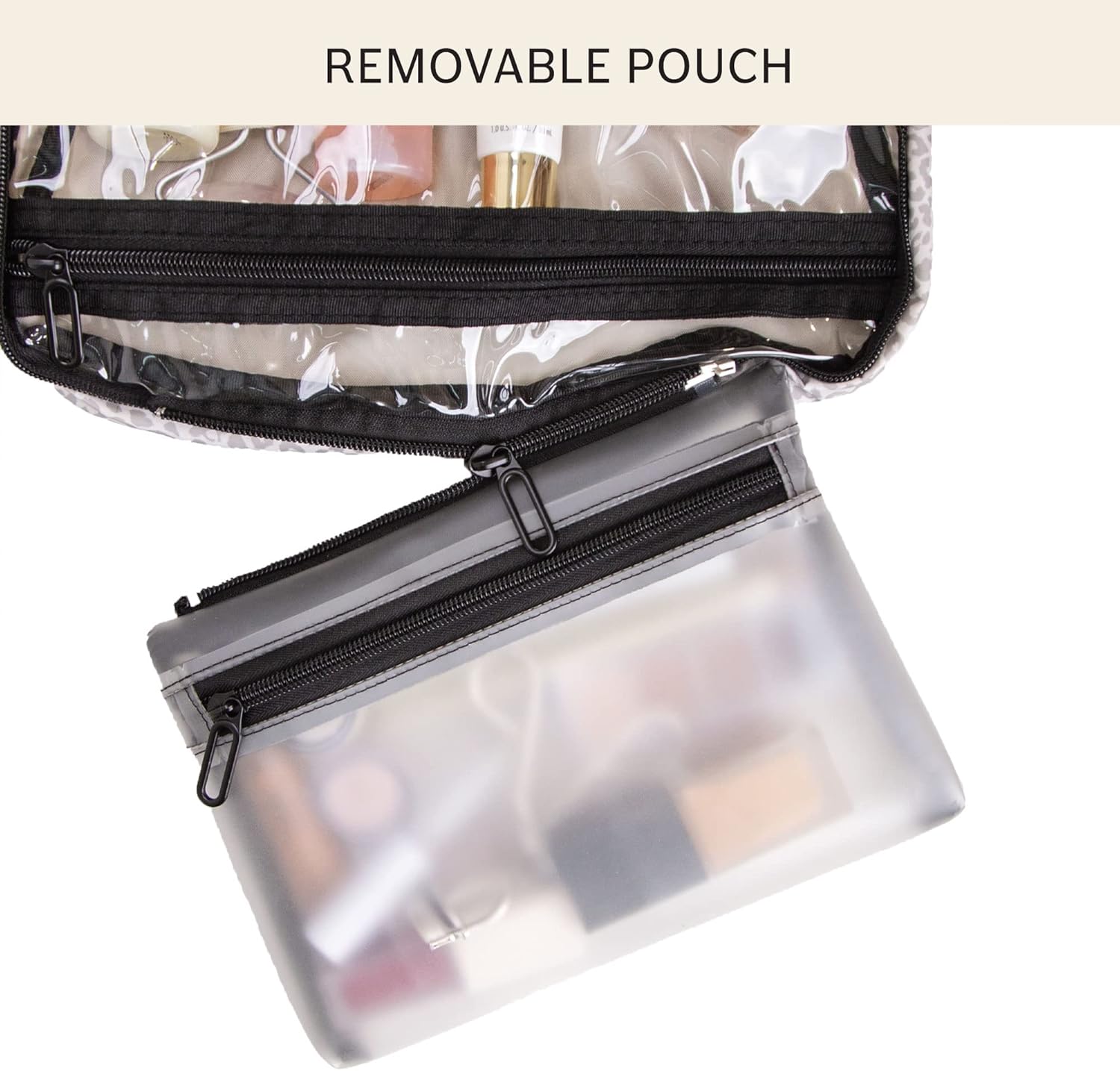 Jadyn Hanging Toiletry Bag, Expandable Toiletry Organizer for Women, Water Resistant Large Travel Cosmetic Bag for Full Size Makeup, Toiletries, Lotion, Shampoo, Accessories (Desert Leopard) - Image 5