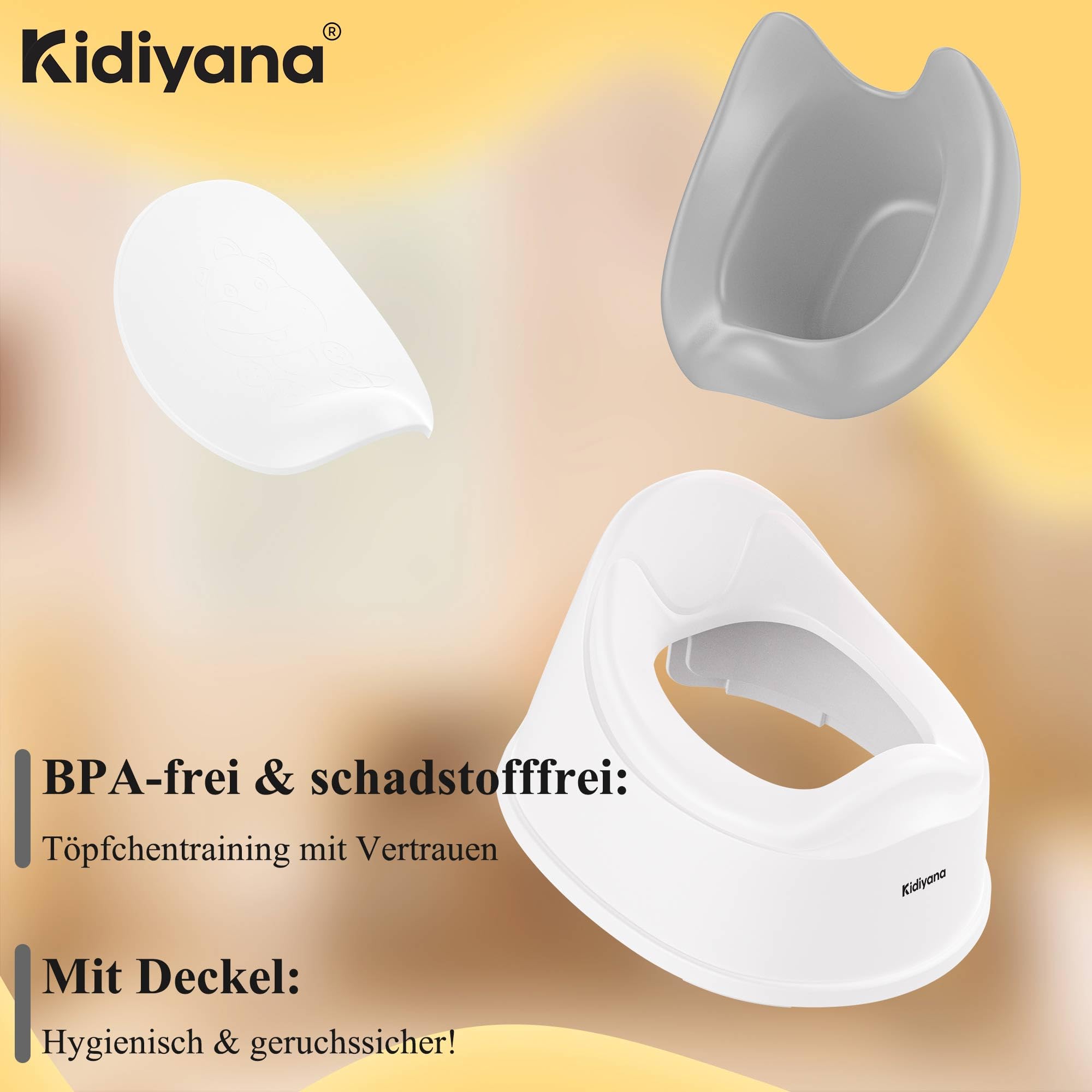 Kinder Töpfchen mit Deckel, Abhaltetöpfchen Baby, Kindertopf mit Spritzschutz, Kindertoilette unterwegs – TÜV geprüft, BPA-frei, Schadstofffrei, Rutschfest
