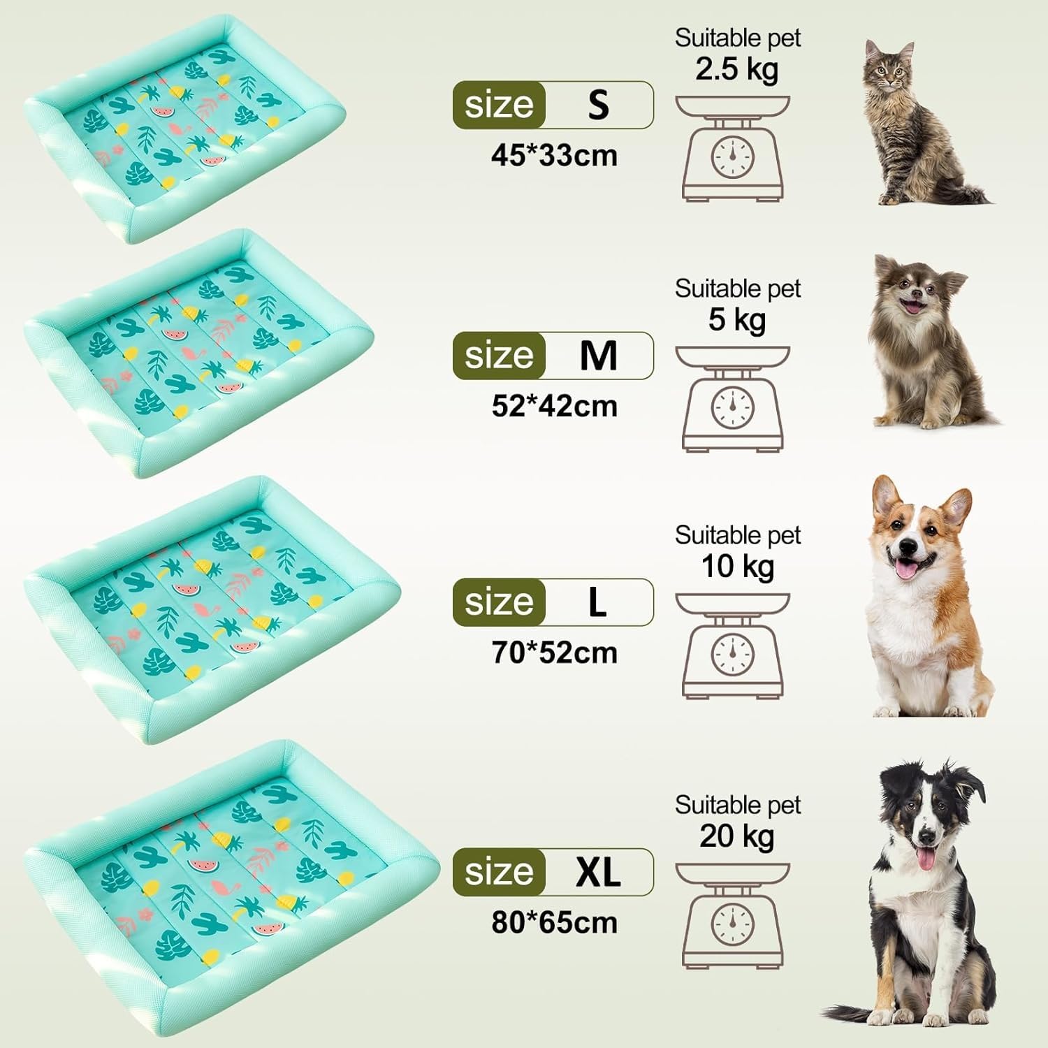 Tappetino Refrigerante For Cani 52x42 Cm, Tappetino Refrigerante Riutilizzabile For Animali Domestici, Tappetino Refrigerante For Cani Medio, Tappetino Auto-raffreddante For Cani Viaggi A Casa Estate(