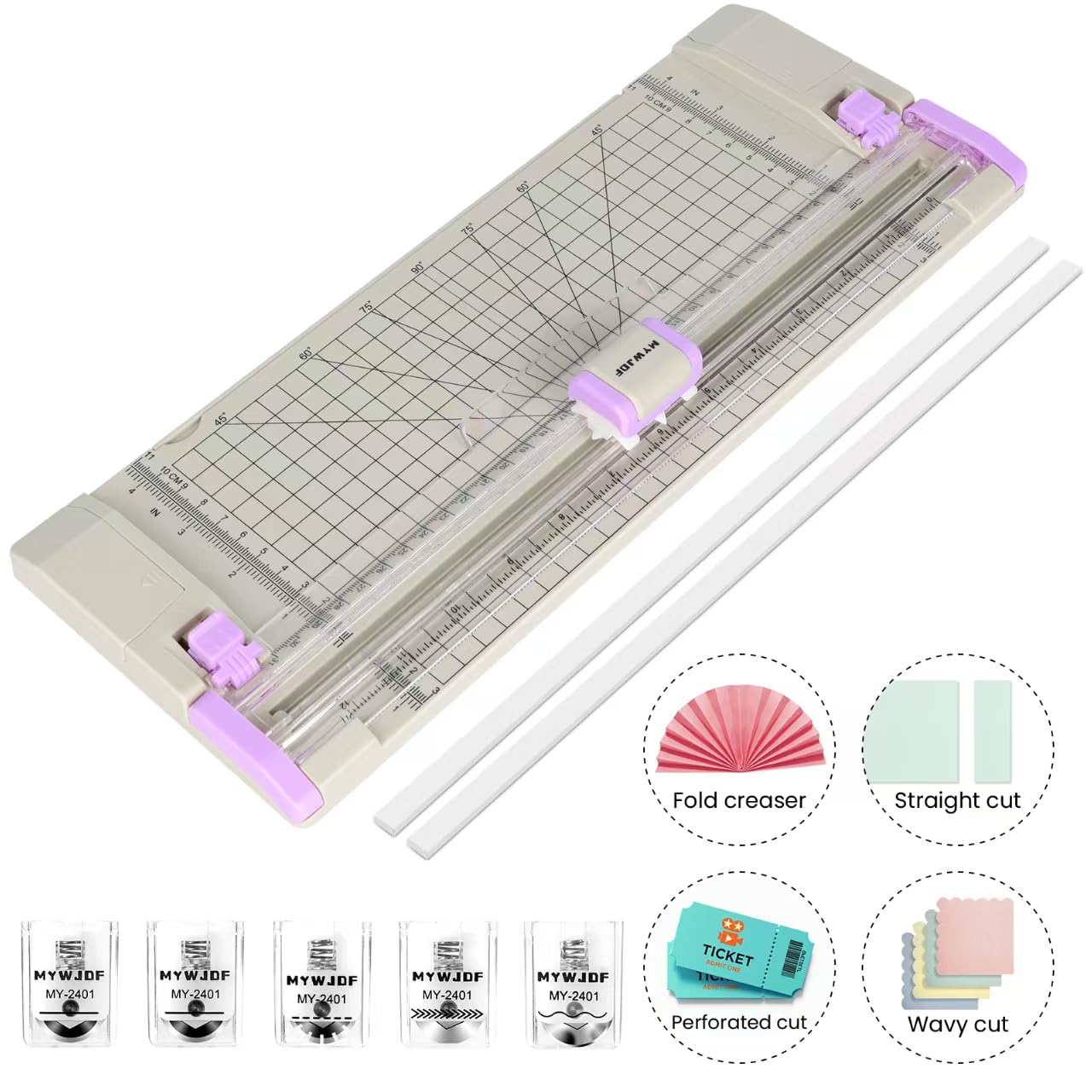 Taglierina rotativa per carta, taglierina da 30 cm per cartoncino, scrapbooking, lavori creativi, 4 funzioni con 5 velocità, protezione di sicurezza, righello laterale per foto, etichette, grigio (G