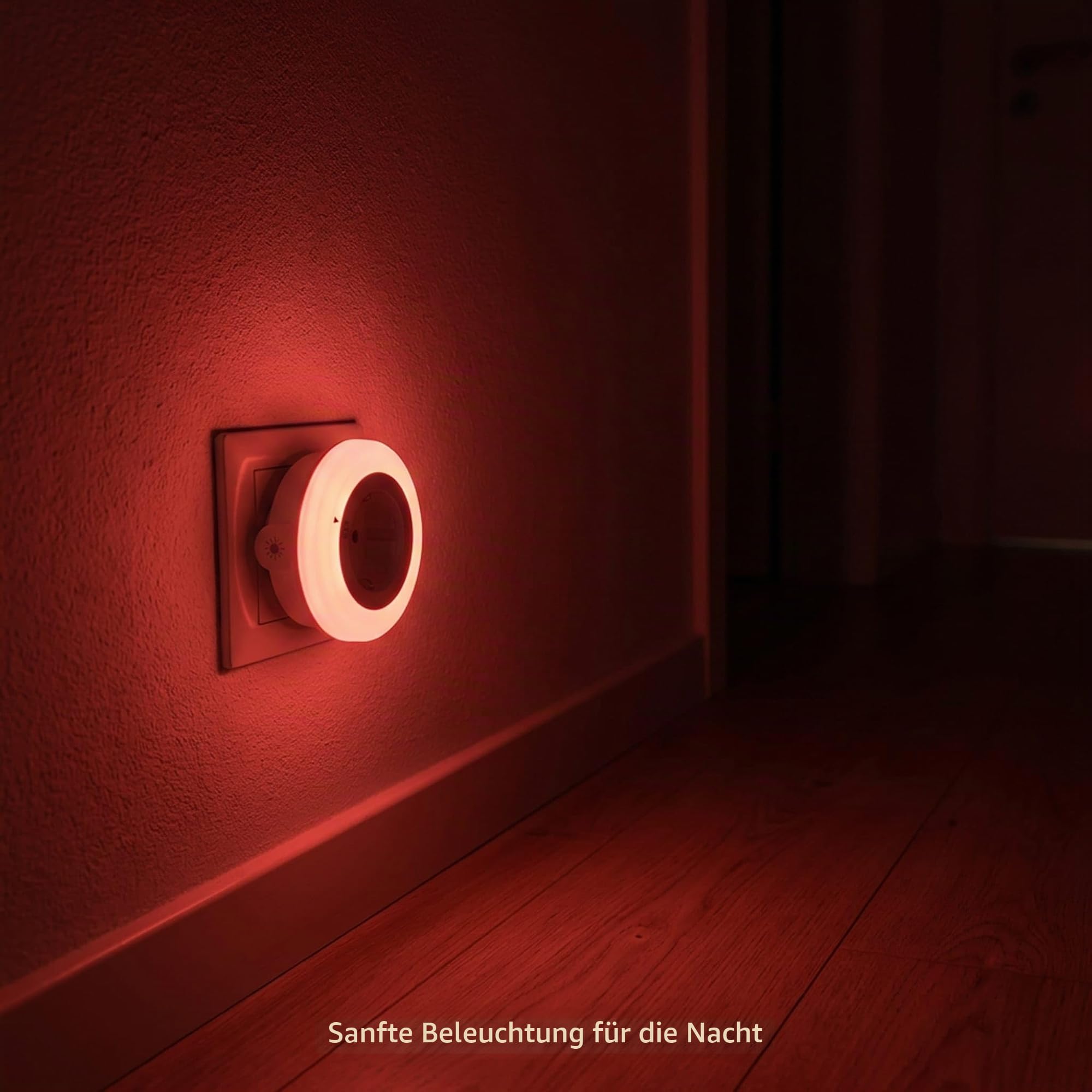2er Pack Rotes Nachtlicht Steckdose – Melatonin-Schlafhilfe mit Sensor – Anti-Blaulicht für Baby & Schlafzimmer