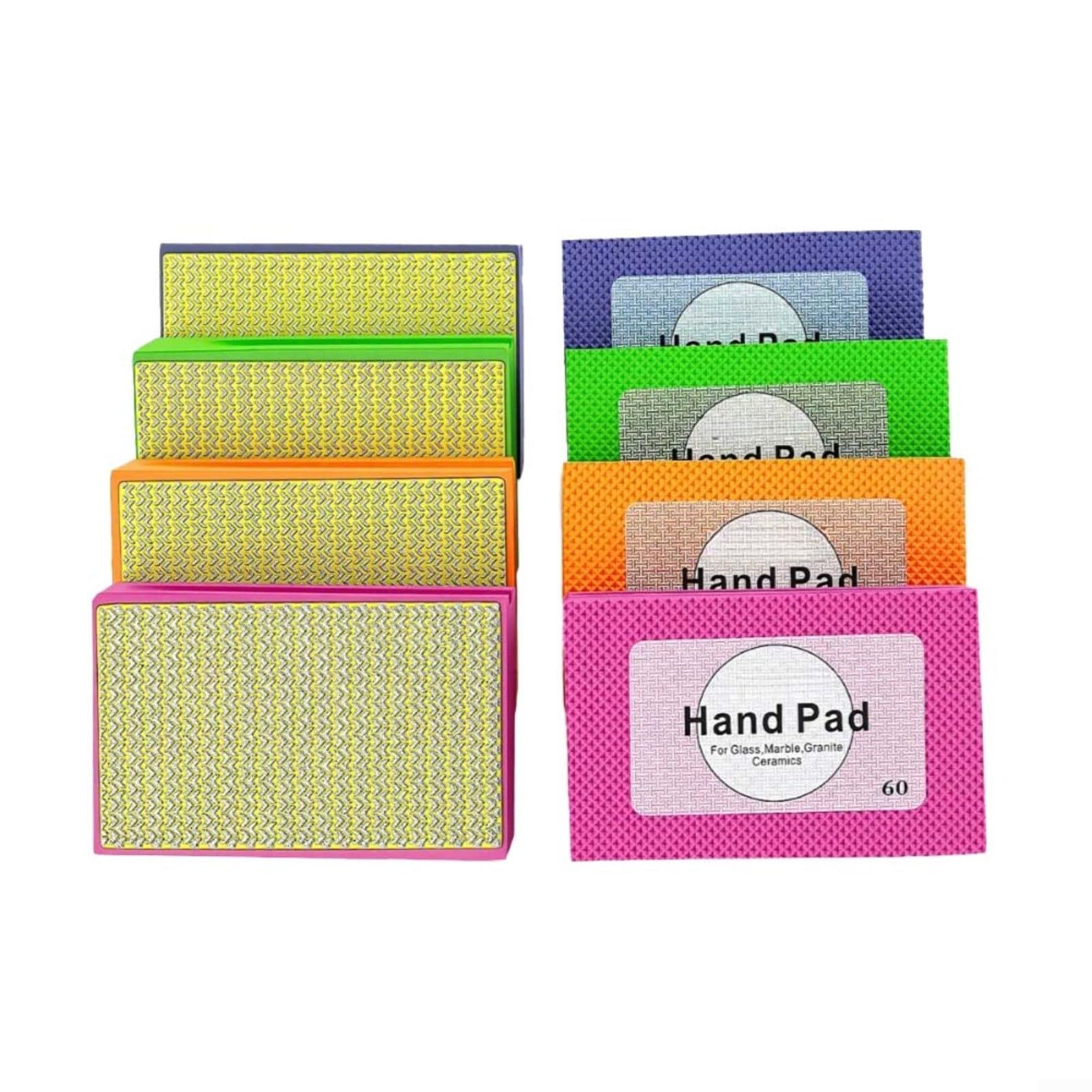 Paquete de 4 bloques de lijado con base de esponja, almohadillas de pulido a mano de grano 60/100/200/400 para uso en seco y húmedo, almohadilla de respaldo ergonómica de espuma para vidrio, madera