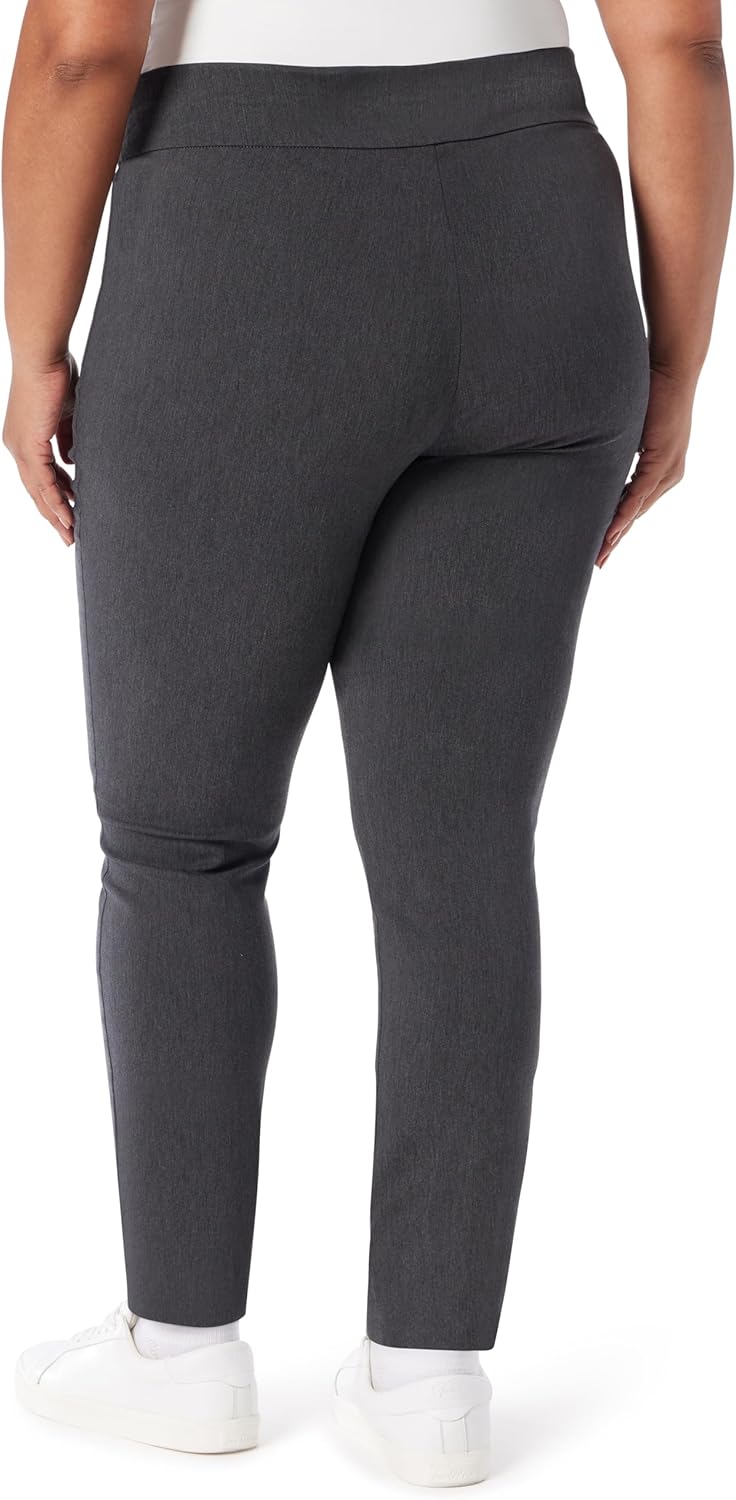 Gloria Vanderbilt Womens Pull on Trouser Mid Rise Slim Straight Leg Pant with Tummy Control Plus - Image 2