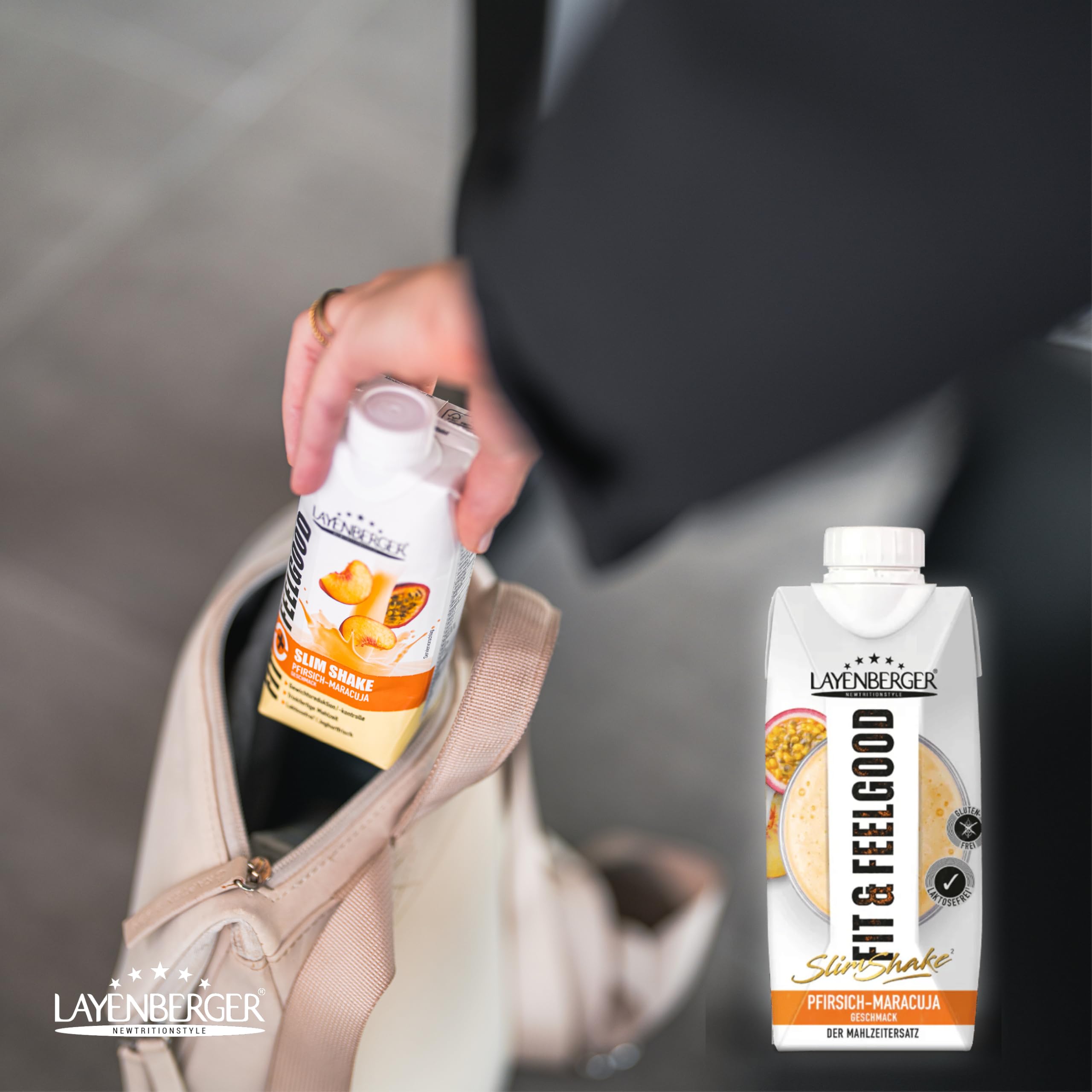 Layenberger Abnehm-Paket Premium - 23er Mix aus Fit&Feelgood Powder (6x 396 g) und Fixfertig (16x 330 ml) für kalorienarmen Mahlzeitersatz - mit Shaker