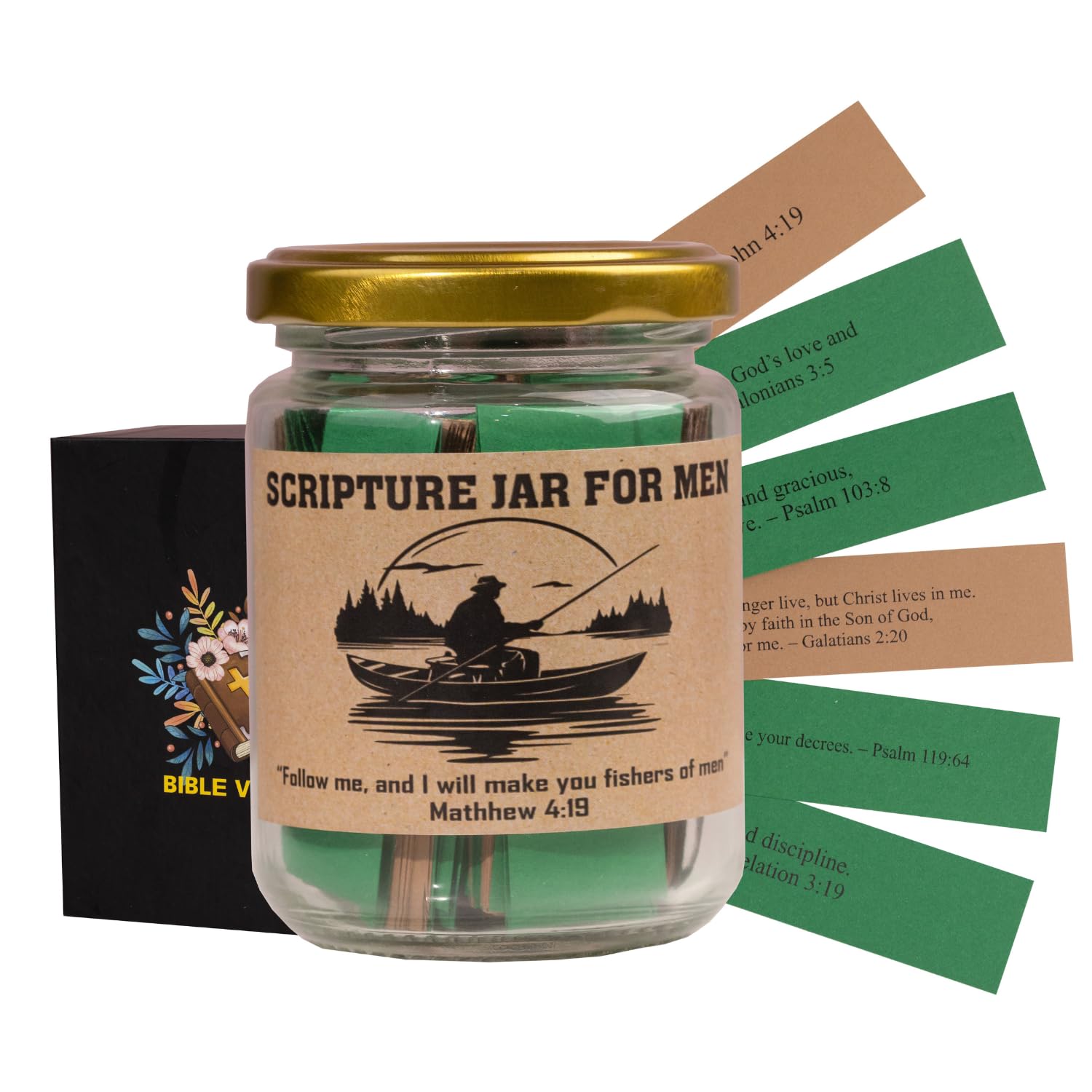 HY KOREA Men’s KJV Bible Verse Jar, 60 Scriptures for MEN, Encouragement, Christian gift for men, King James translation, Father’s Day, Gift for Dad