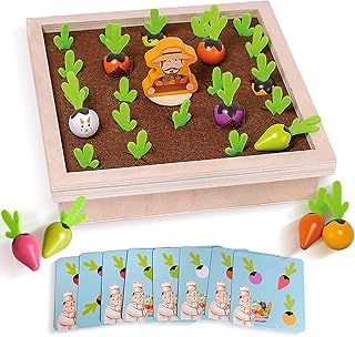 Wooden Fun Carrots Harvest Toy Memory Games Radishes Shape Color Sorting Matching Educational Wooden Toys for Toddlers Montessori STEM Developmental Fine Motor Skills Gifts for Kids 3 Years Old