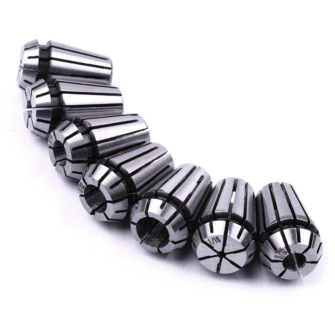 Qjaiune 2-Pack ER11 Collet Set (1/8" & 1/4") - High Precision Spring Steel Collets For CNC & Milling Machines