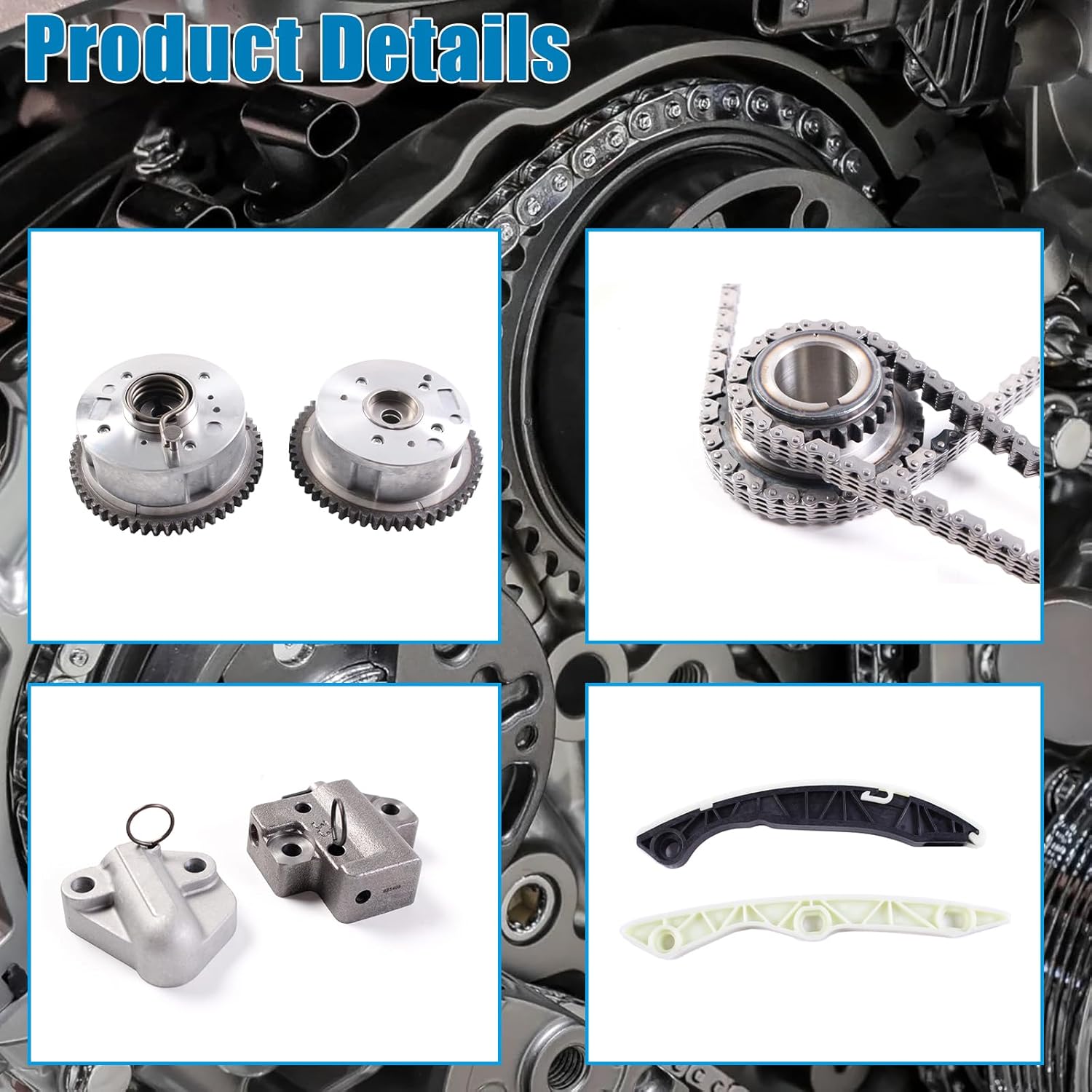 Engine Timing Chain Kit with VVT Gear Sprocket Fit for Chrysler 200 Sebring Dodge Journey Avenger Caliber Jeep Compass Patriot 2.0L 2.4L 2007-2017 4884868AB 5047021AA