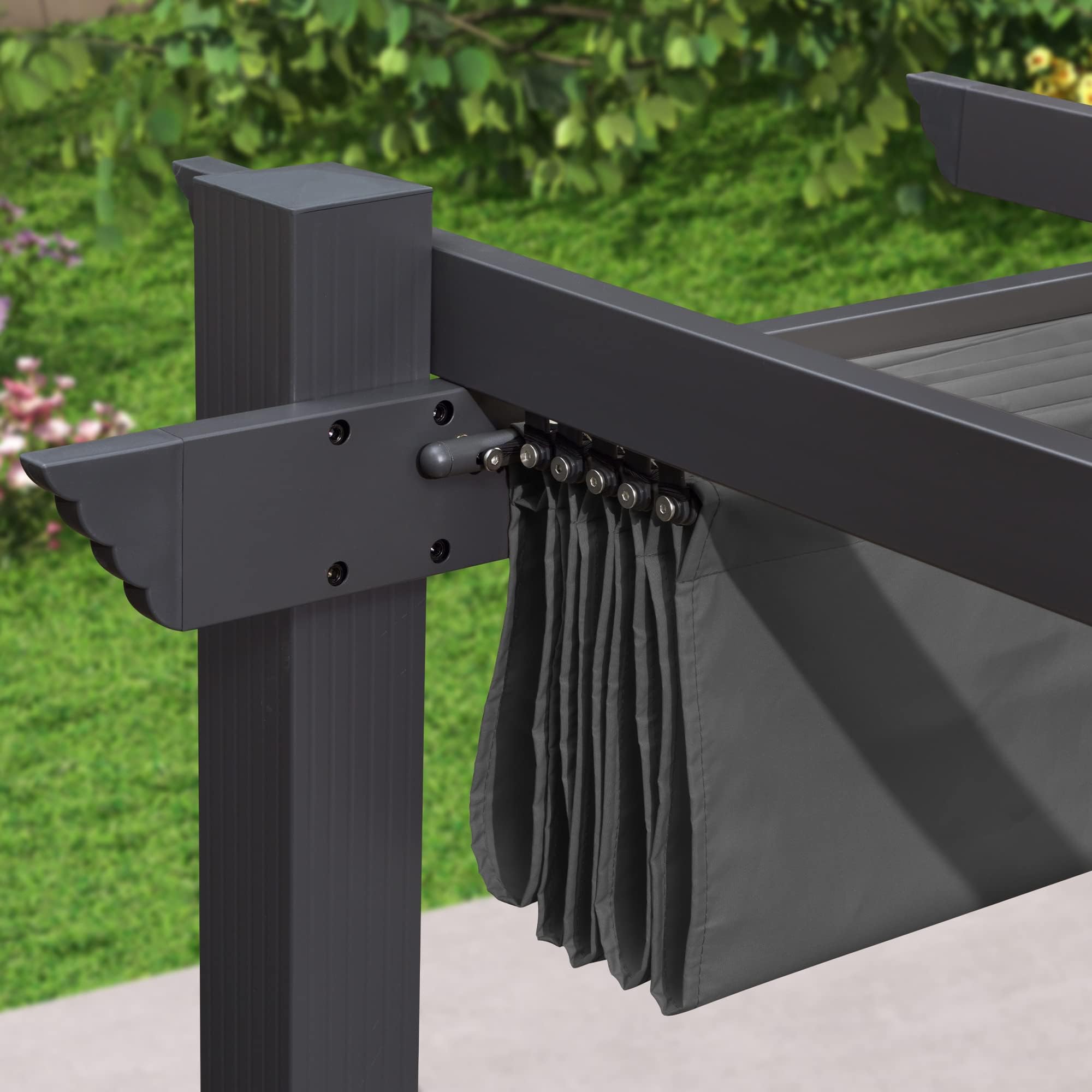 PURPLE LEAF Bache pour Pergola, Toile Pergola 4 x 3 m Retractable, Toile de Tonnelle Toile de Toit Rechange pour Jardin Terrasse, Gris