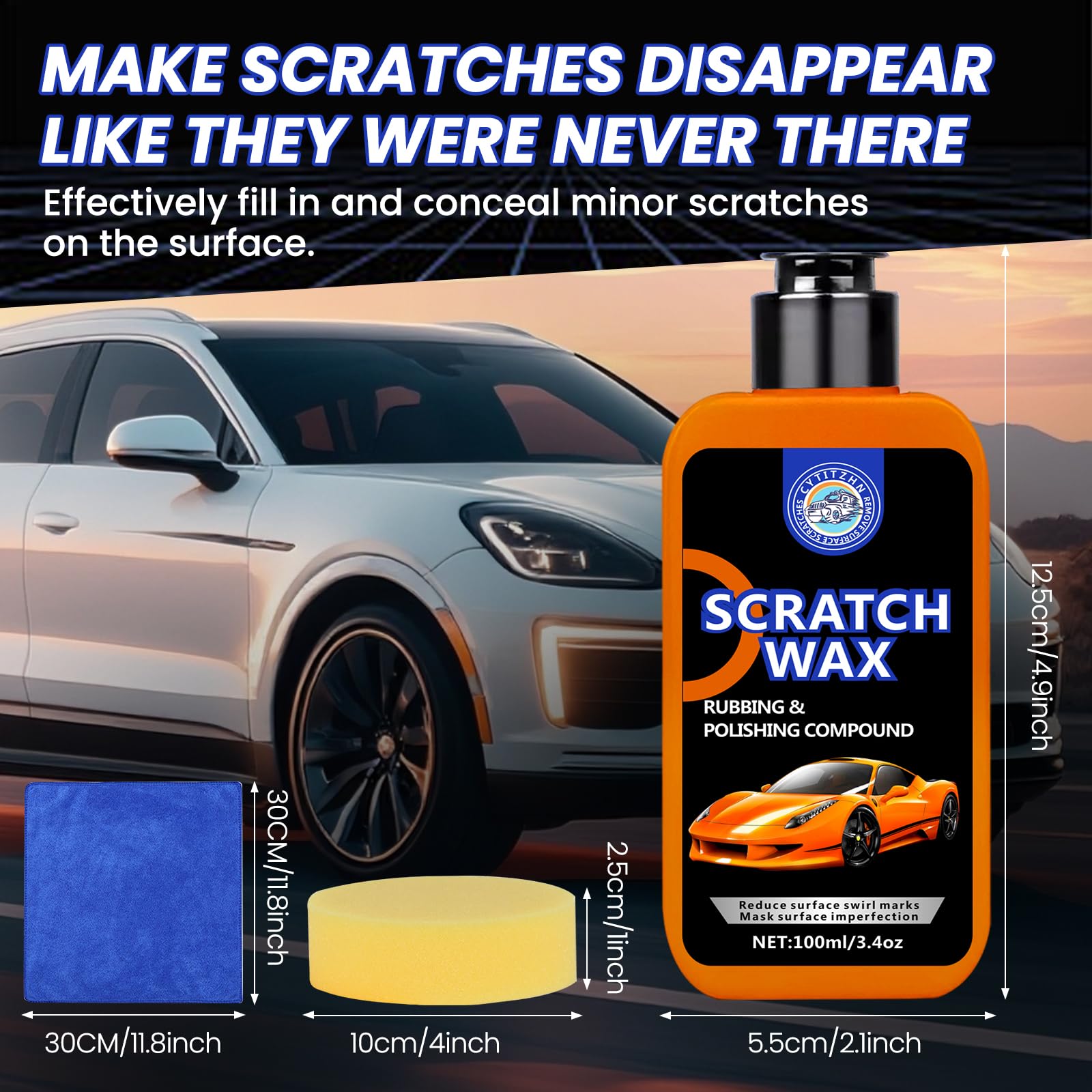Car Scratch Remover Removes Scratches Swirls And Scuffs With Wax Rubbing Compound With Buffer Pad And Microfiber Towel For Cars Motorcycles SUVs Trucks For Car Owners 3.4 Ounces — view 6