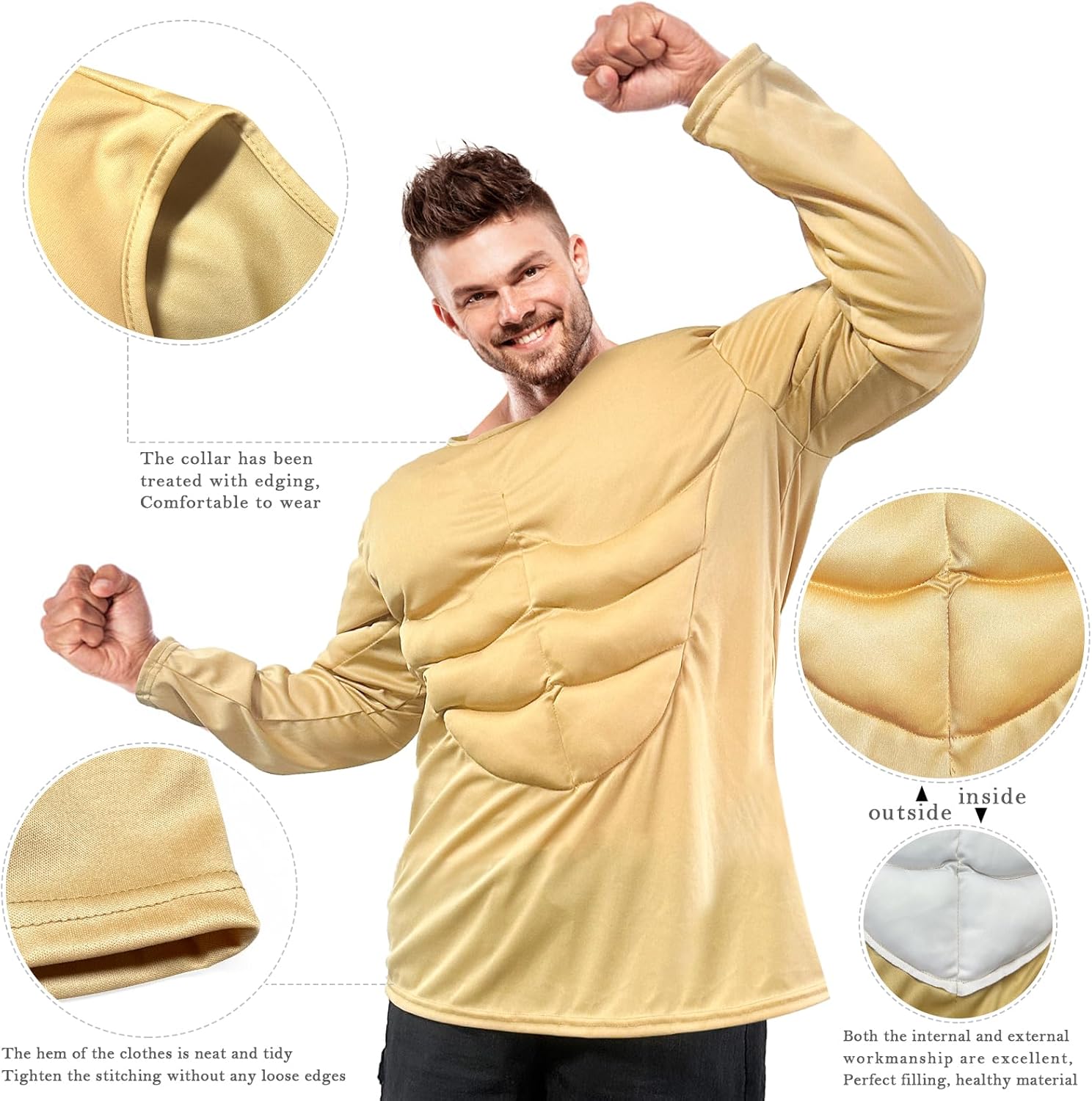 Kyson Wrestler Costume Accessories Set 6 Pcs Muscle Shirt Boa Bandana Sunglasses Wristband Beard Halloween Wrestling Party - Image 2